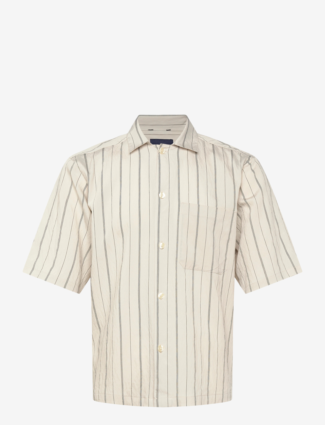 Lindbergh - Viscose resort shirt S/S - stribede skjorter - smoke white - 1
