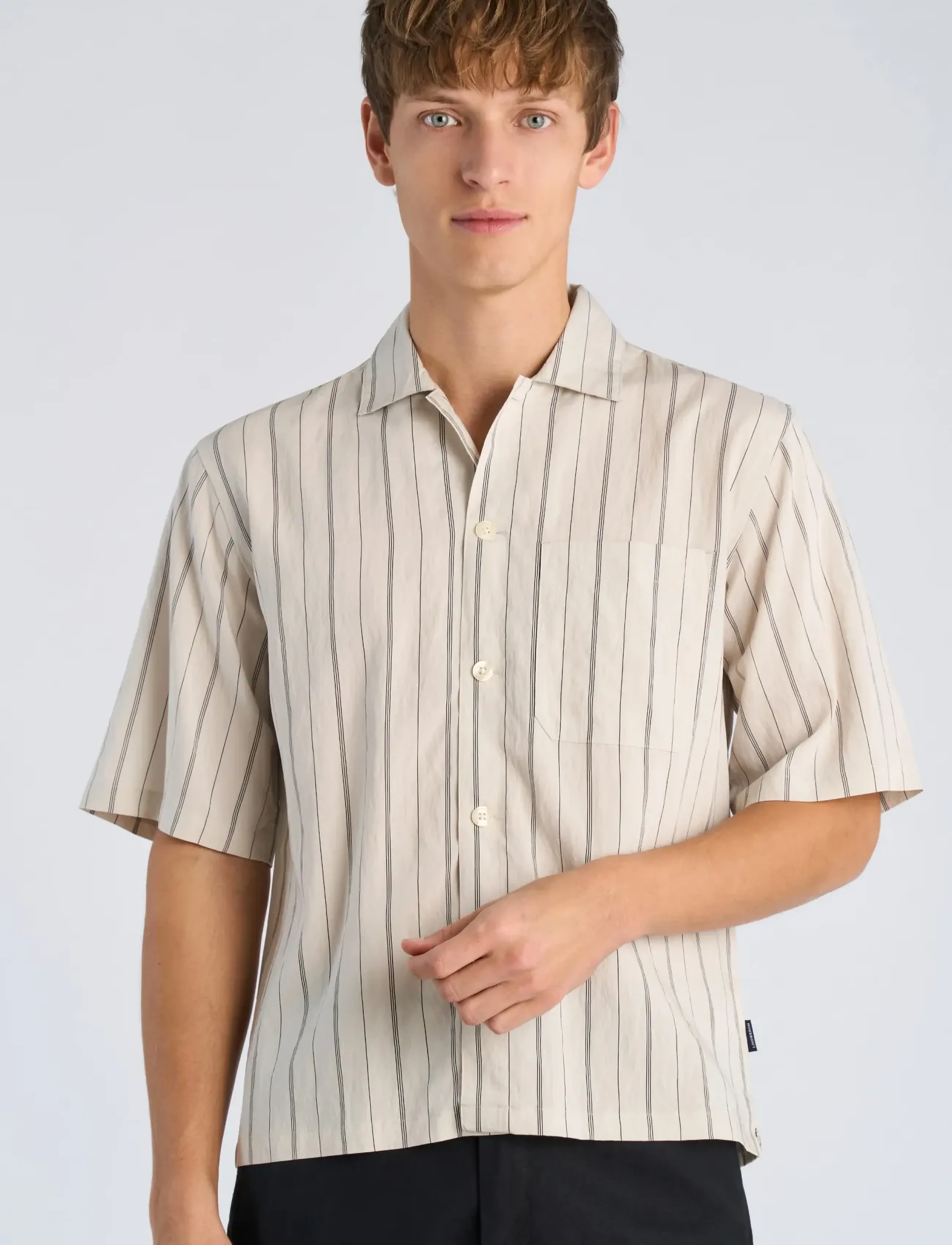 Lindbergh - Viscose resort shirt S/S - gestreifte hemden - smoke white - 3