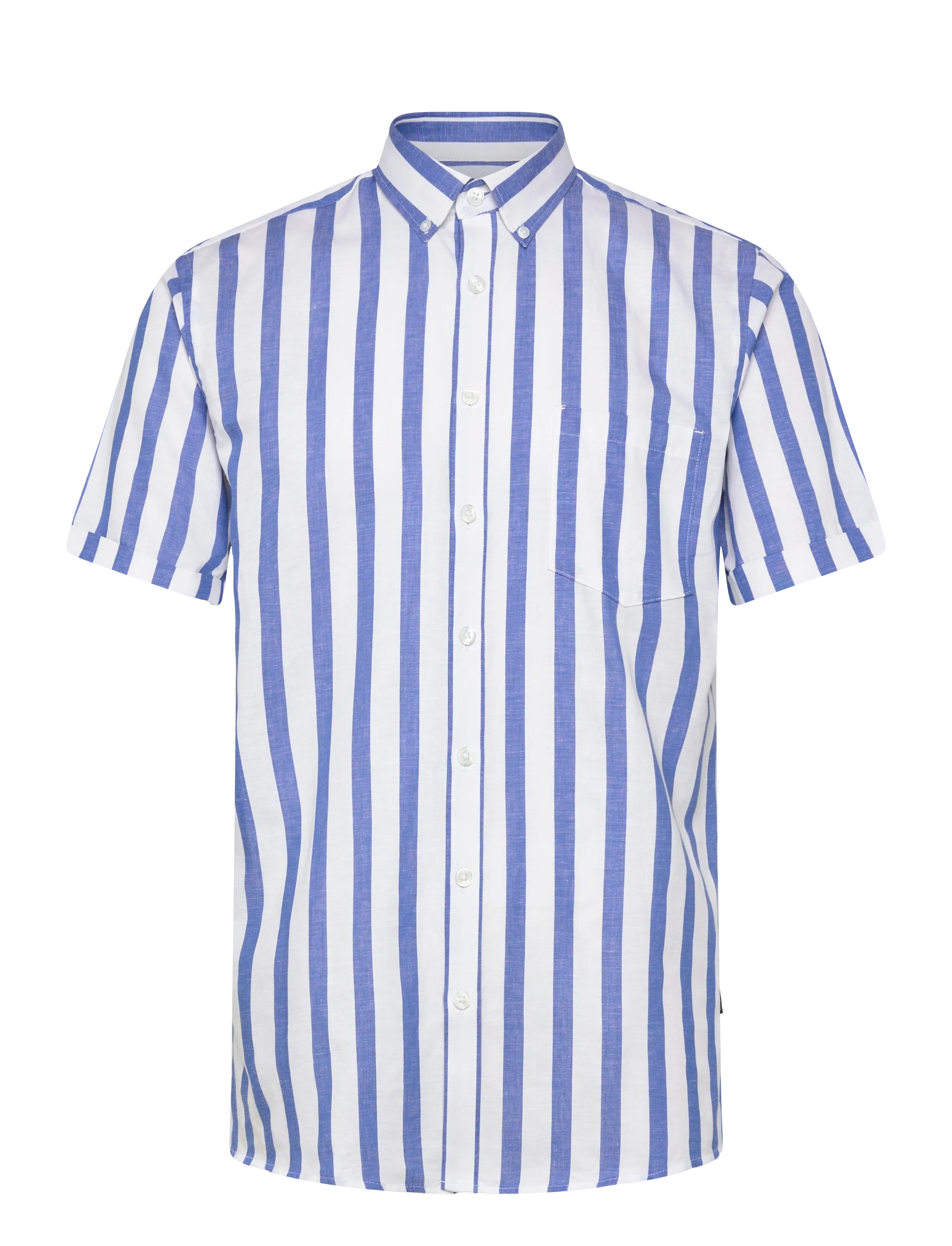 Lindbergh Striped cotton/linen shirt S/SStriped cotton/linen shirt S/S - Deals - BLUE / blue