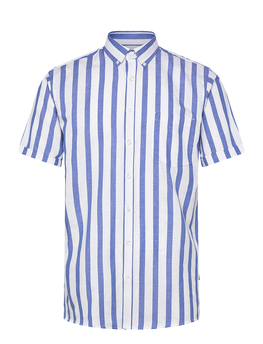 Lindbergh - Striped cotton/linen shirt S/SStriped cotton/linen shirt S/S - gestreifte hemden - blue - 1