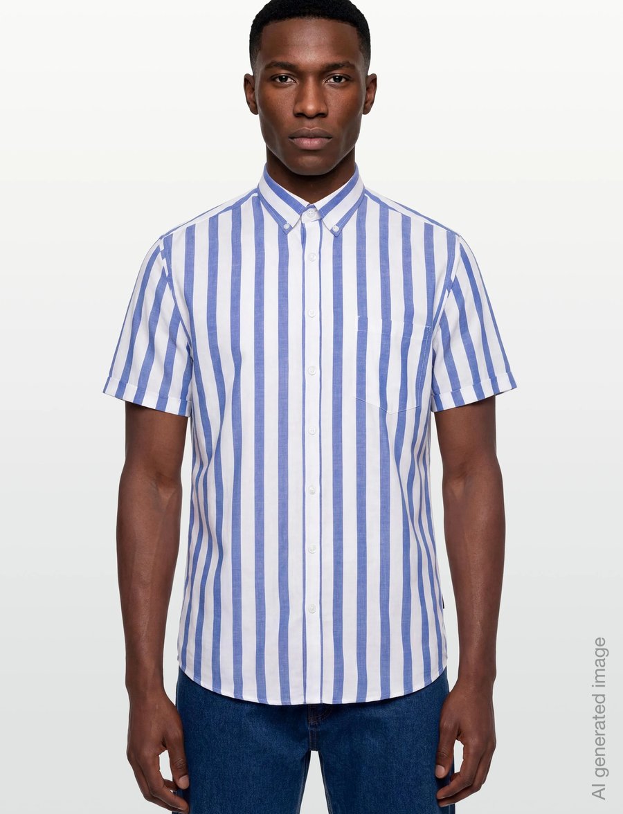 Lindbergh - Striped cotton/linen shirt S/SStriped cotton/linen shirt S/S - gestreifte hemden - blue - 3