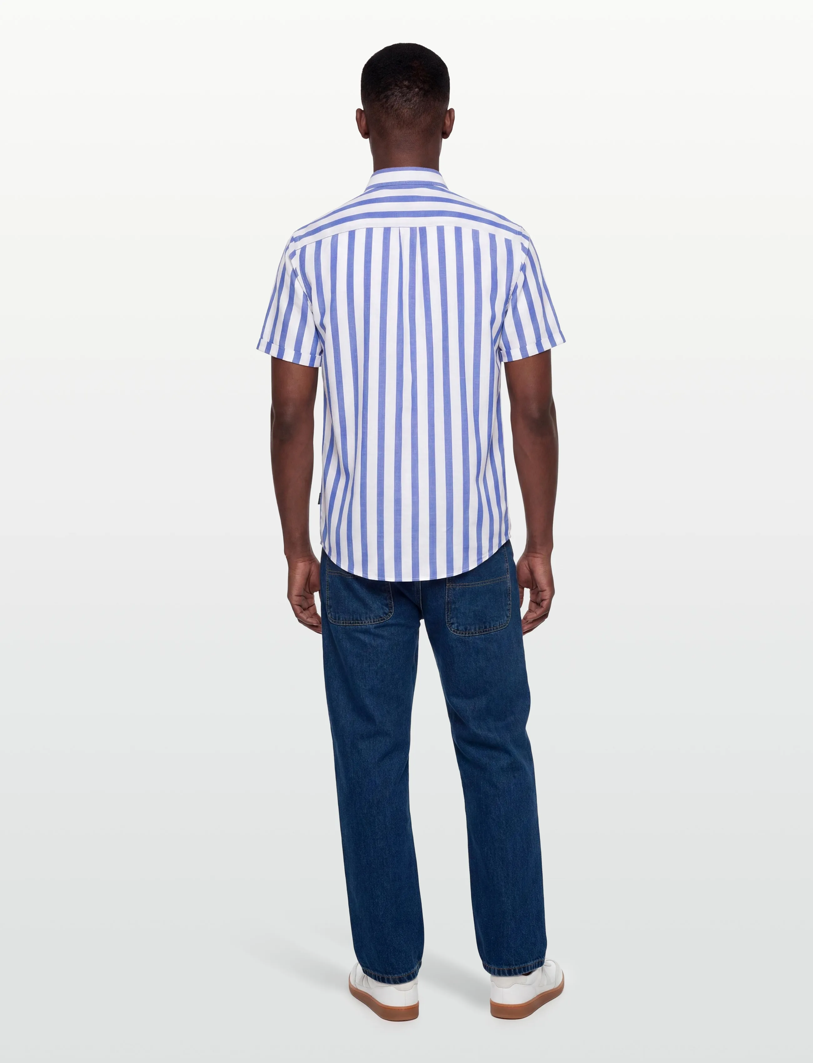 Lindbergh - Striped cotton/linen shirt S/SStriped cotton/linen shirt S/S - kortærmede skjorter - blue - 4
