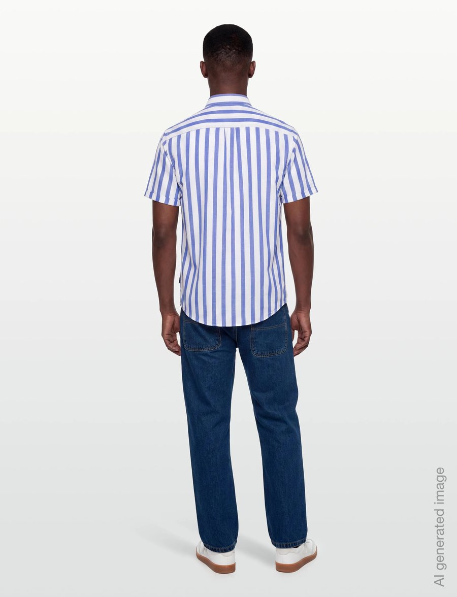 Lindbergh - Striped cotton/linen shirt S/SStriped cotton/linen shirt S/S - gestreifte hemden - blue - 4