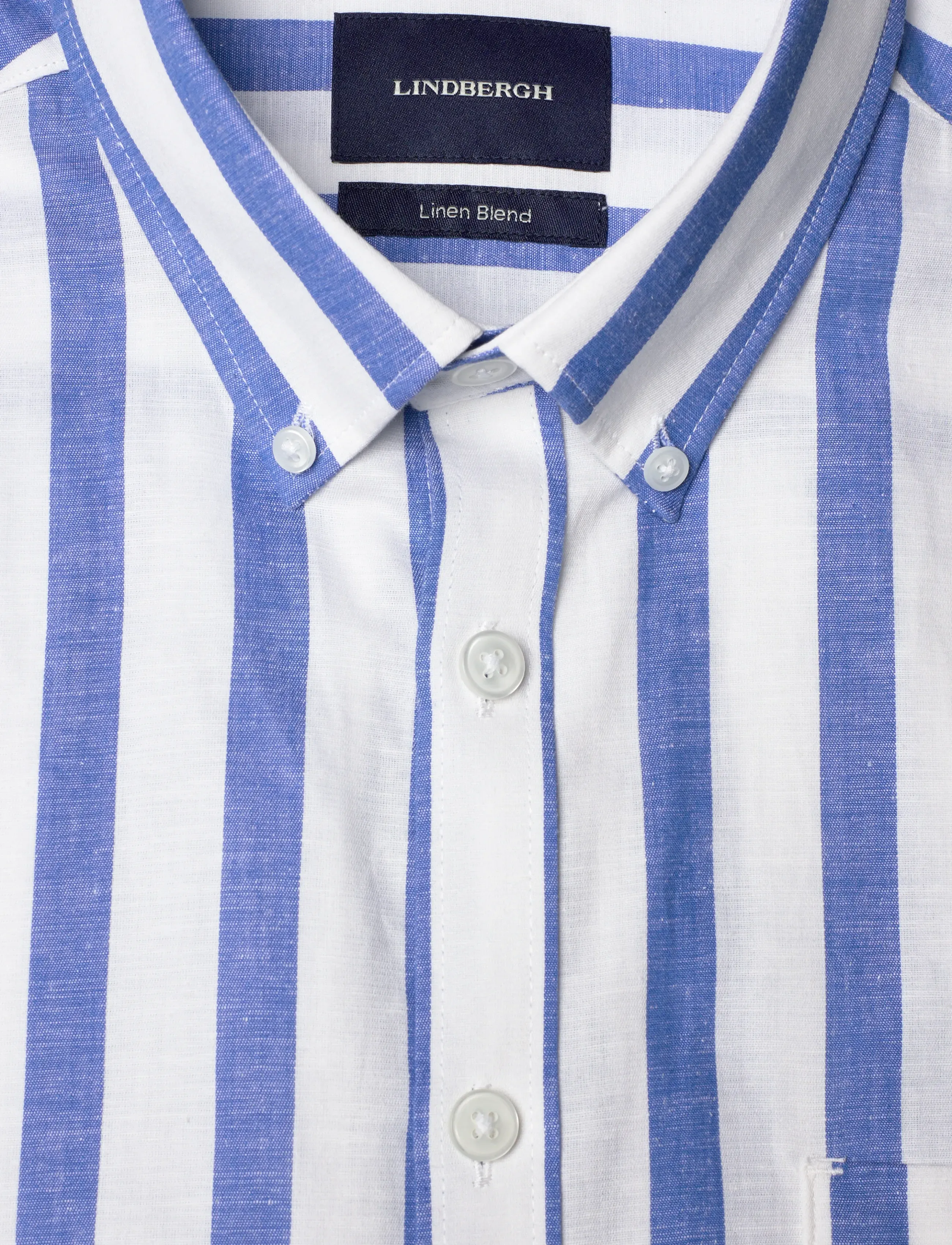 Lindbergh - Striped cotton/linen shirt S/SStriped cotton/linen shirt S/S - gestreifte hemden - blue - 5