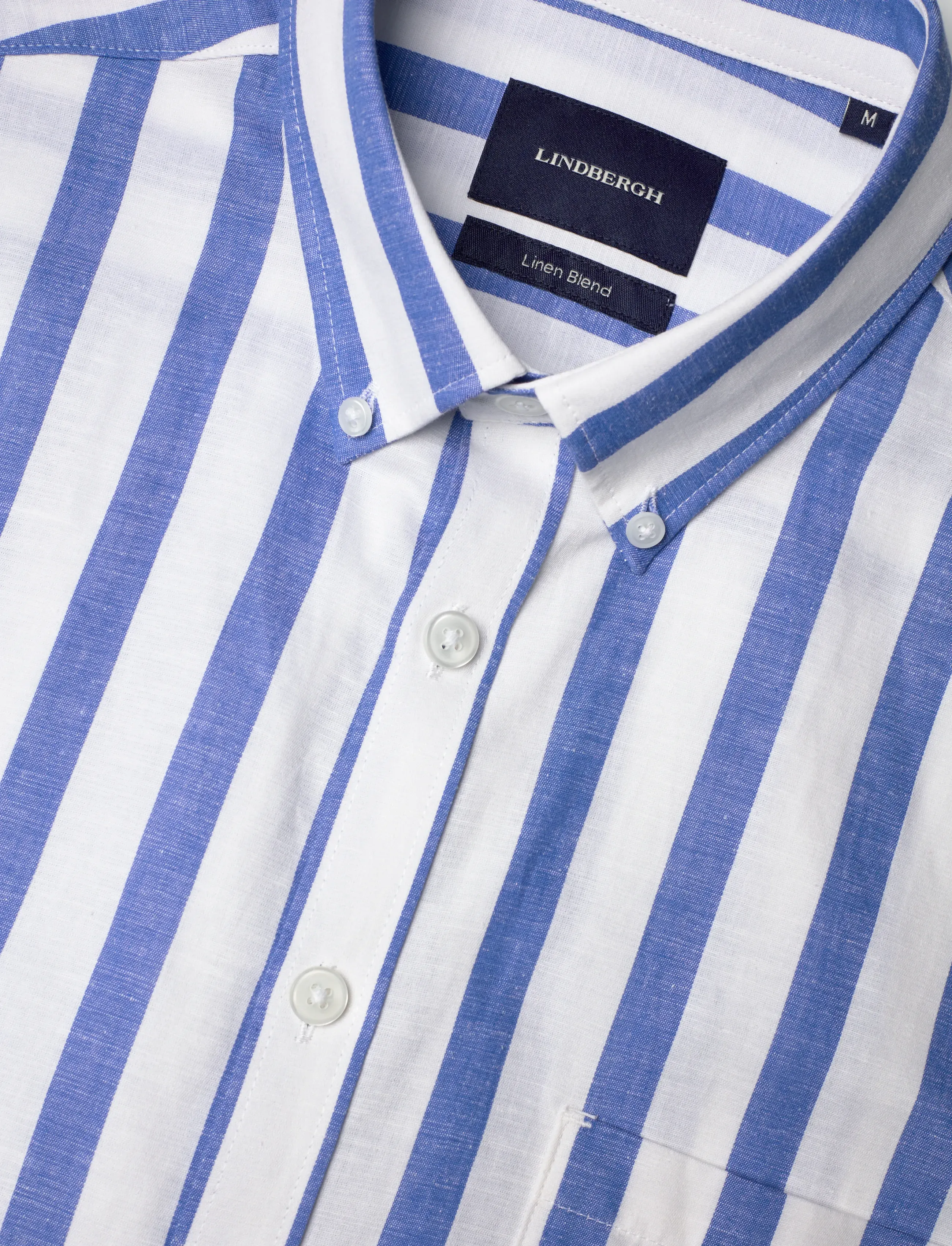 Lindbergh - Striped cotton/linen shirt S/SStriped cotton/linen shirt S/S - gestreifte hemden - blue - 3