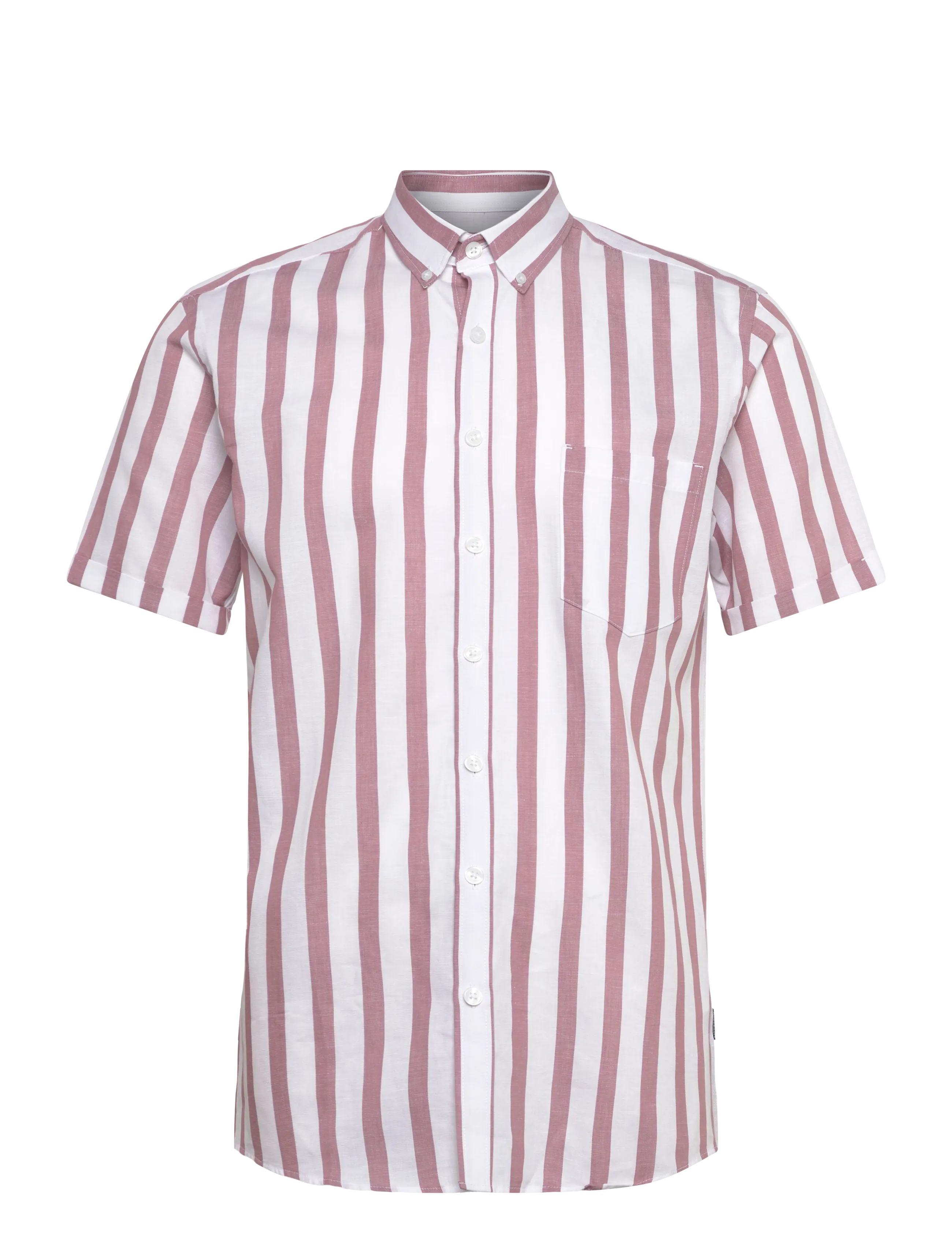 Lindbergh Striped cotton/linen shirt S/SStriped cotton/linen shirt S/S - Särgid - DUSTY ROSE / multi