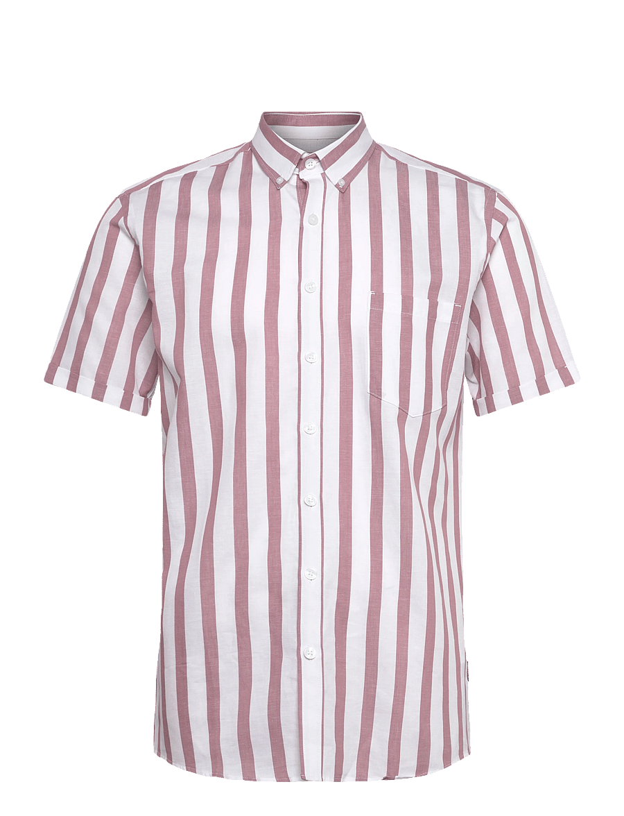 Lindbergh - Striped cotton/linen shirt S/SStriped cotton/linen shirt S/S - striped shirts - dusty rose - 1