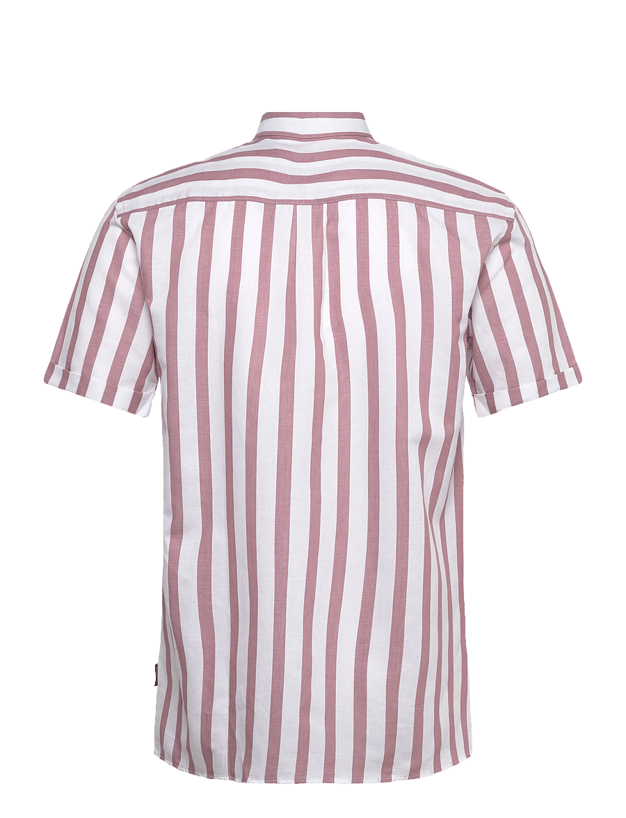 Lindbergh - Striped cotton/linen shirt S/SStriped cotton/linen shirt S/S - striped shirts - dusty rose - 2