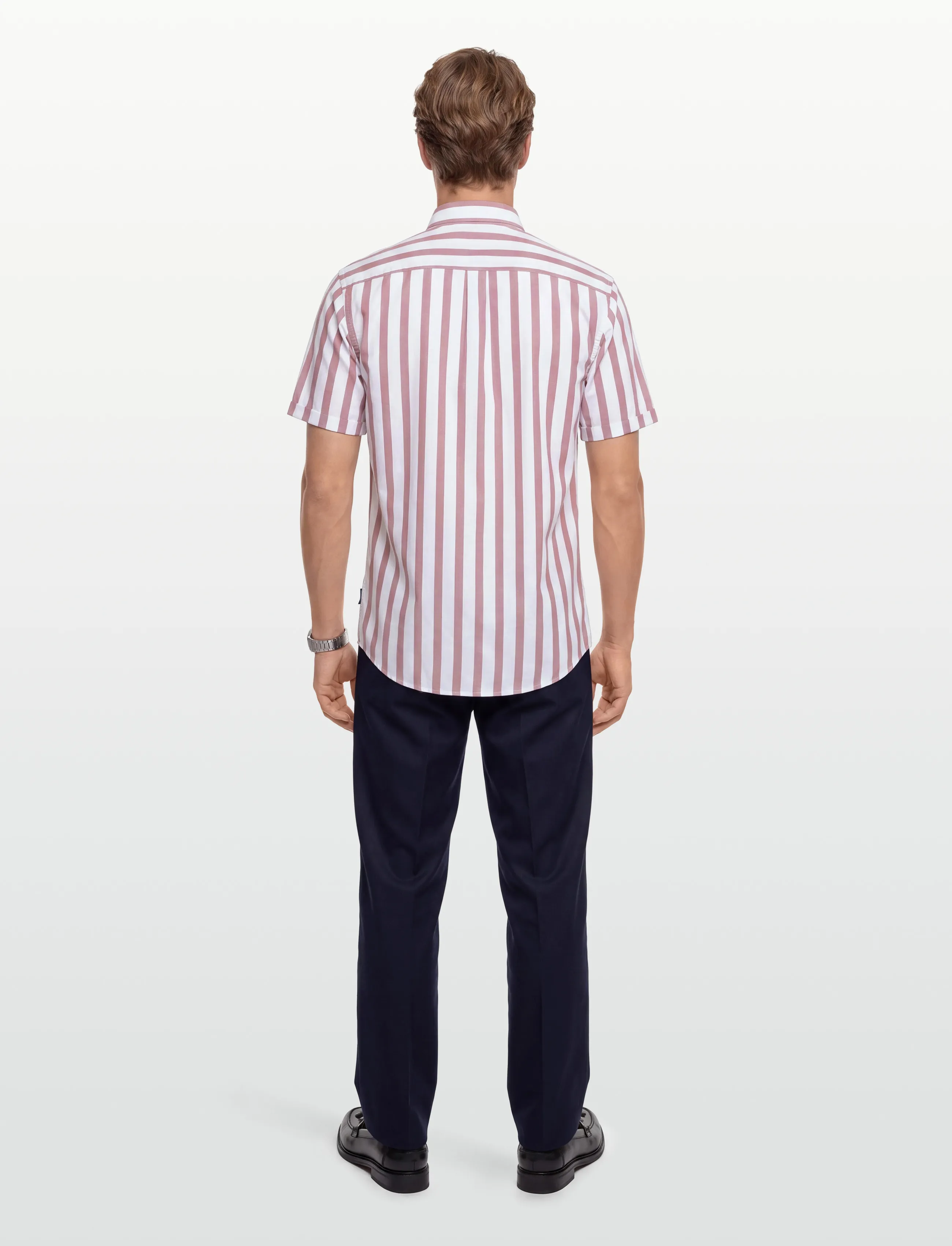Lindbergh - Striped cotton/linen shirt S/SStriped cotton/linen shirt S/S - kurzarmhemden - dusty rose - 4