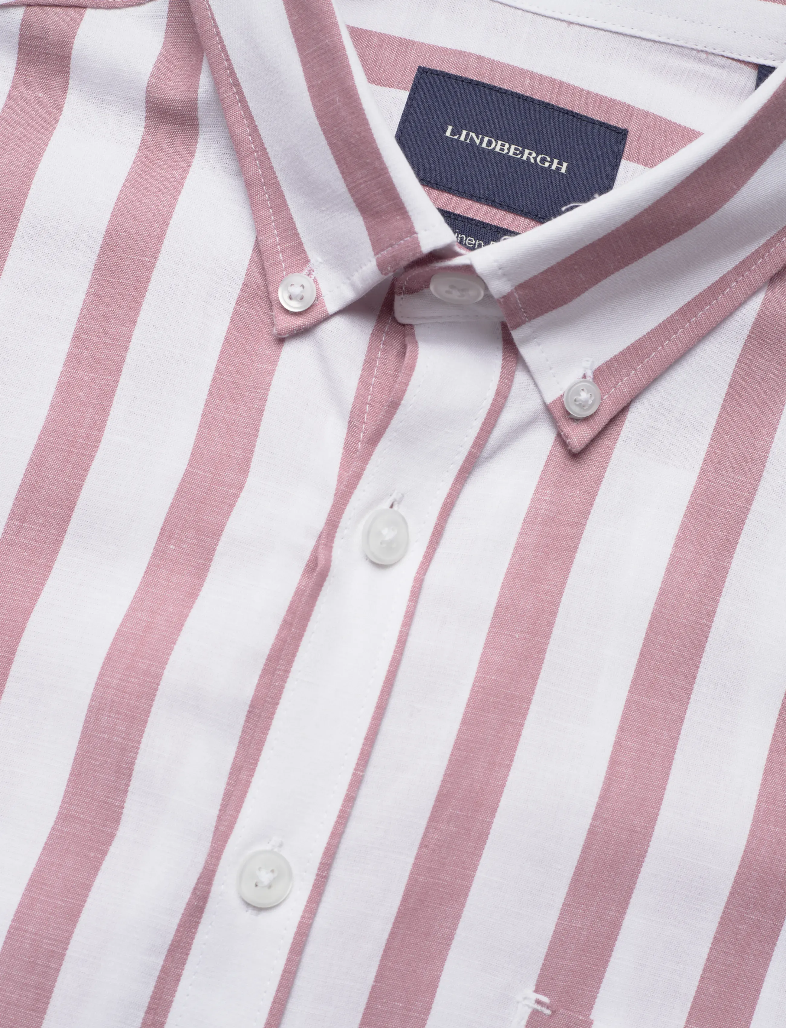 Lindbergh - Striped cotton/linen shirt S/SStriped cotton/linen shirt S/S - stribede skjorter - dusty rose - 3