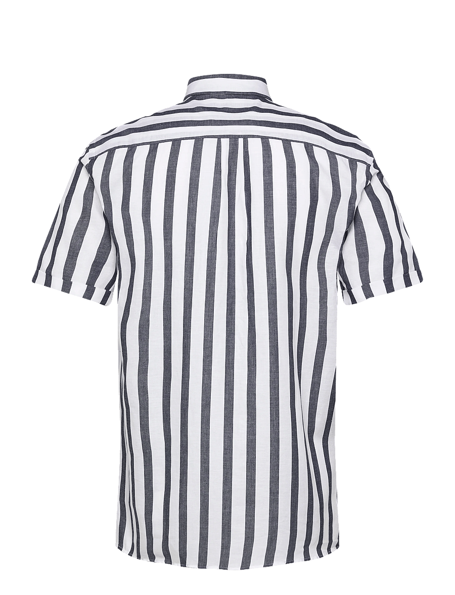 Lindbergh - Striped cotton/linen shirt S/SStriped cotton/linen shirt S/S - striped shirts - navy - 2