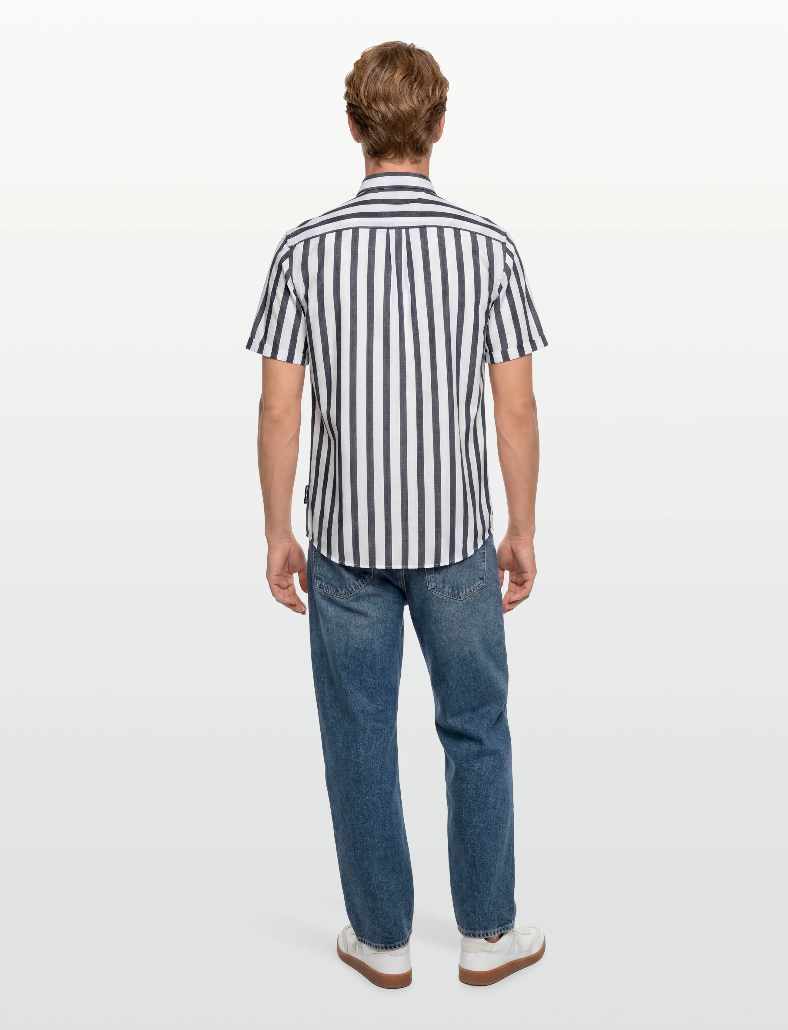 Lindbergh - Striped cotton/linen shirt S/SStriped cotton/linen shirt S/S - gestreifte hemden - navy - 4
