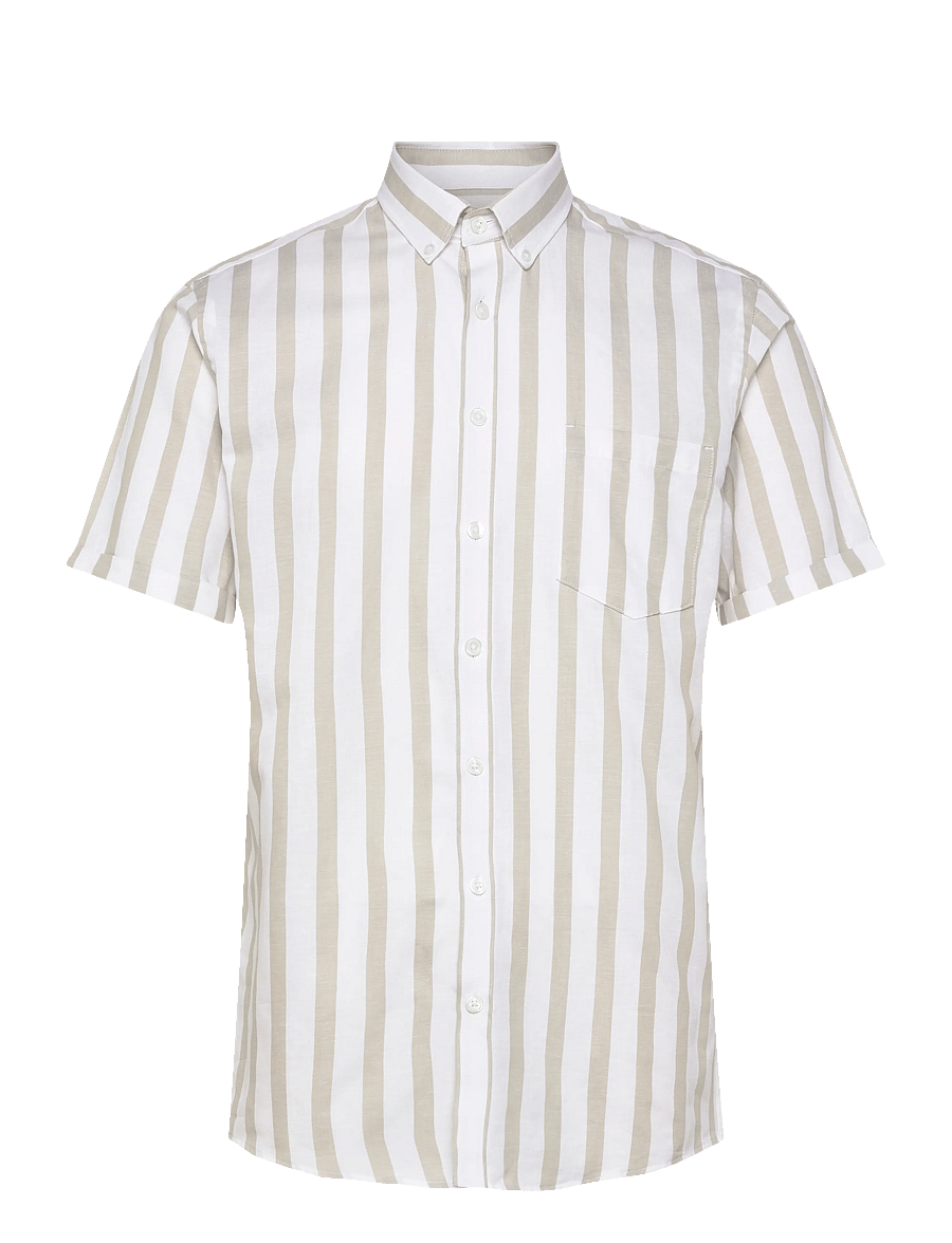 Lindbergh - Striped cotton/linen shirt S/SStriped cotton/linen shirt S/S - randiga skjortor - stone - 1