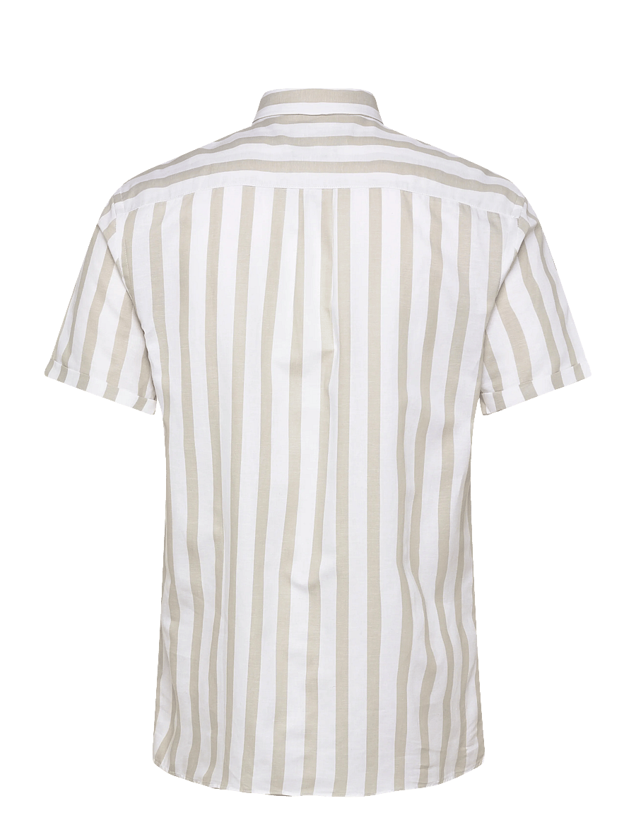 Lindbergh - Striped cotton/linen shirt S/SStriped cotton/linen shirt S/S - randiga skjortor - stone - 2