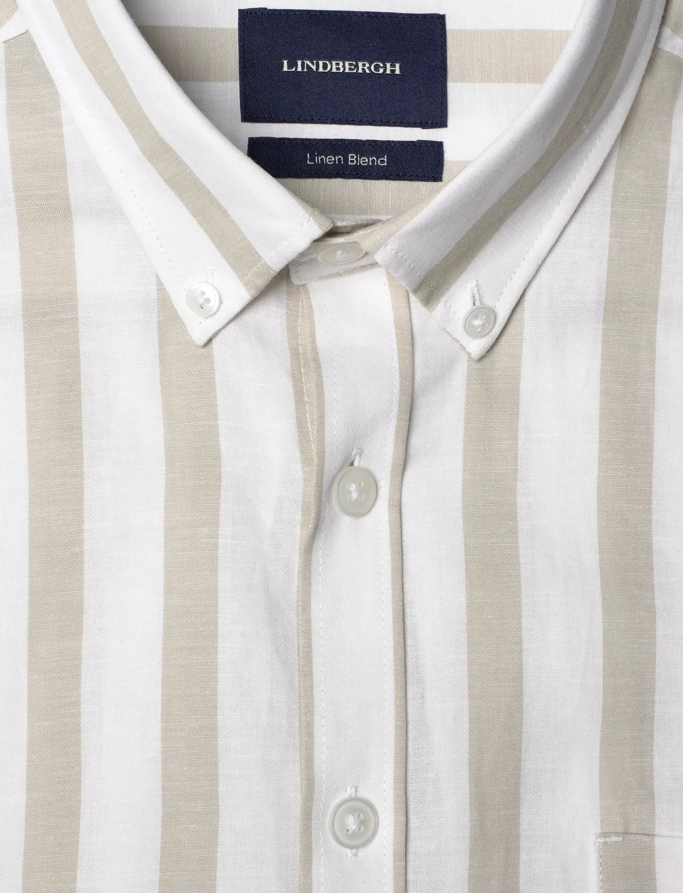 Lindbergh - Striped cotton/linen shirt S/SStriped cotton/linen shirt S/S - triibulised särgid - stone - 2