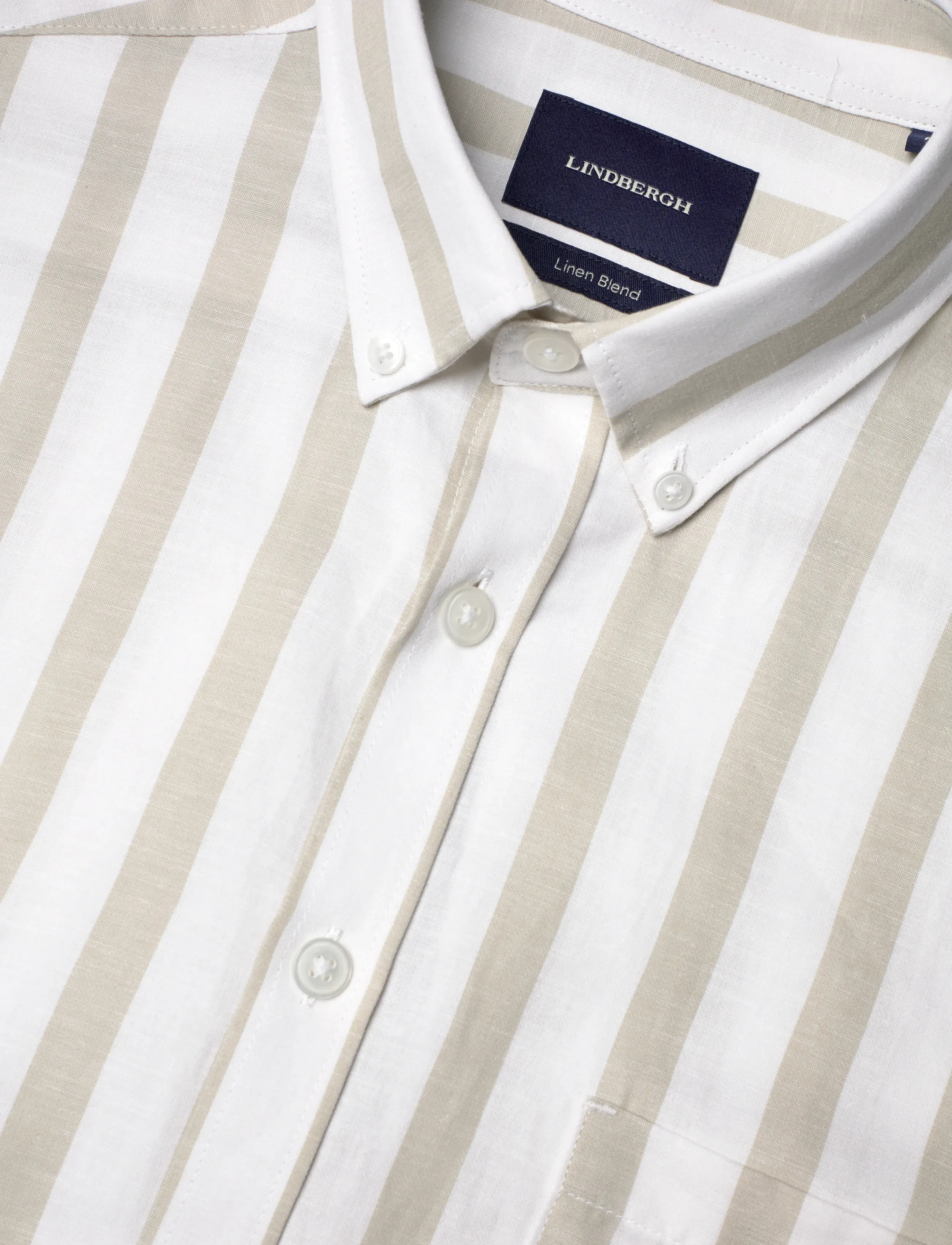 Lindbergh - Striped cotton/linen shirt S/SStriped cotton/linen shirt S/S - triibulised särgid - stone - 3