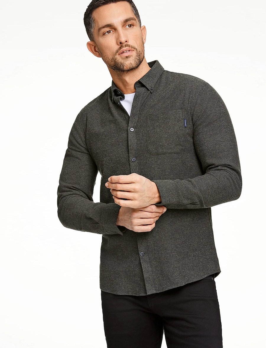Lindbergh - Brushed twill shirt L/S - flanellsärgid - army - 3