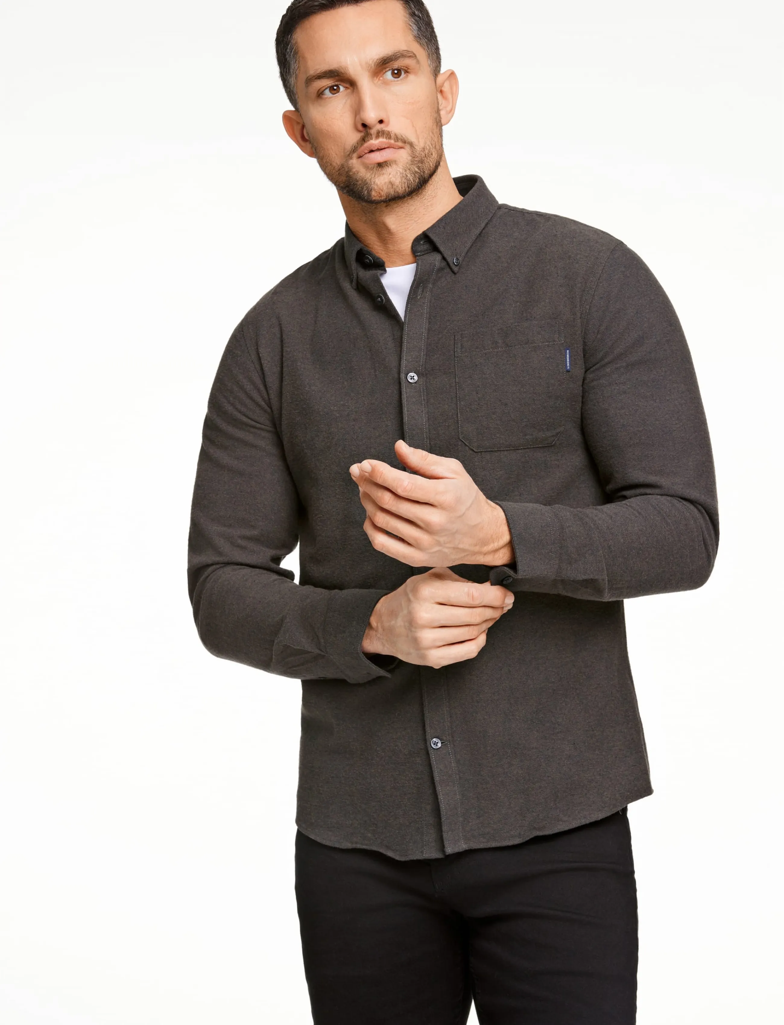 Lindbergh - Brushed twill shirt L/S - flanellsärgid - black olive - 3