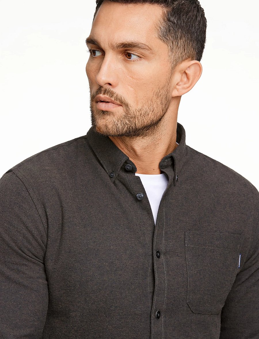 Lindbergh - Brushed twill shirt L/S - flanellsärgid - black olive - 5