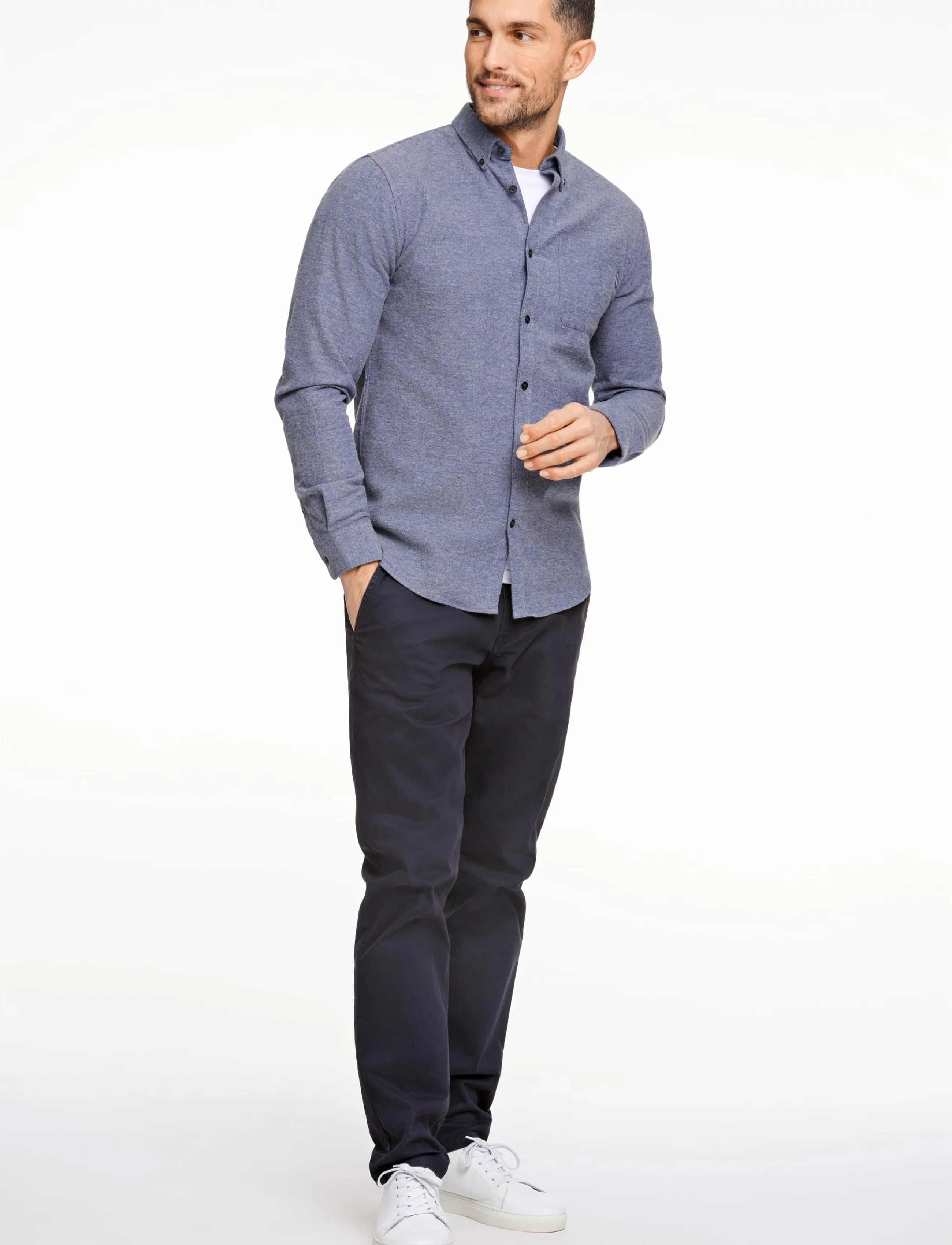 Lindbergh Brushed twill shirt L/S - Lindbergh - BLUE / blue