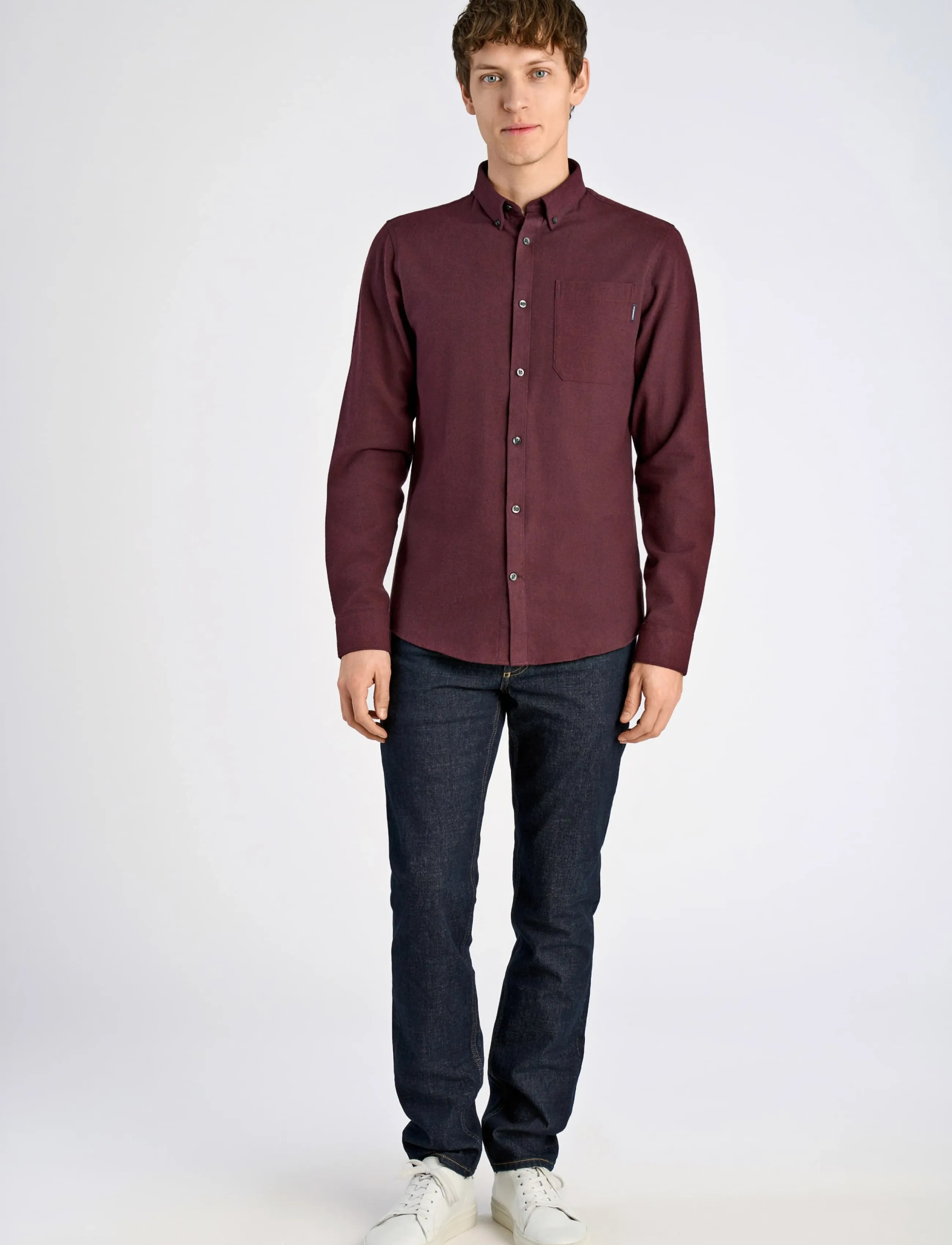 Lindbergh Brushed twill shirt L/S - Lindbergh - DK BORDEAUX / burgundy