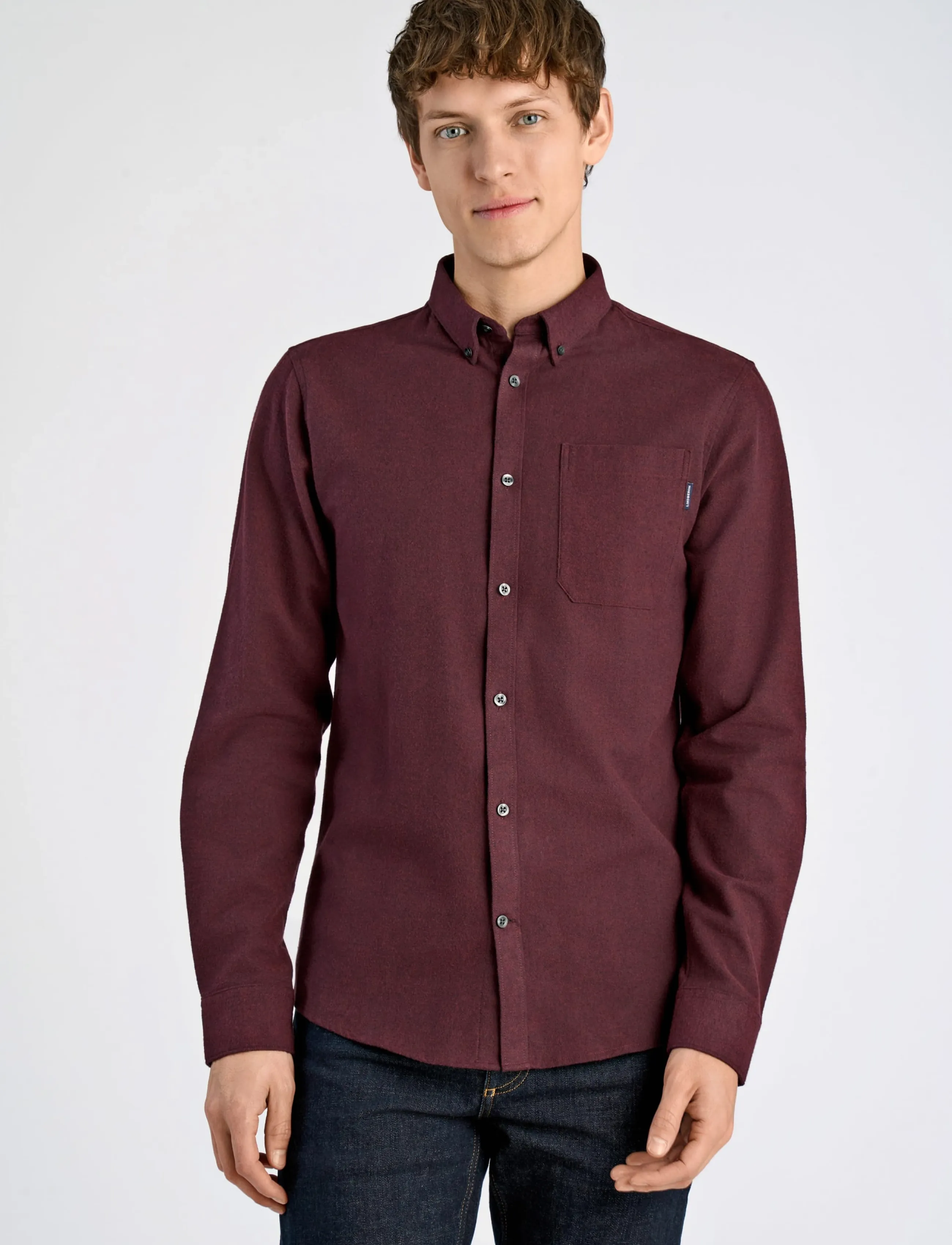 Lindbergh - Brushed twill shirt L/S - flanellsärgid - dk bordeaux - 3