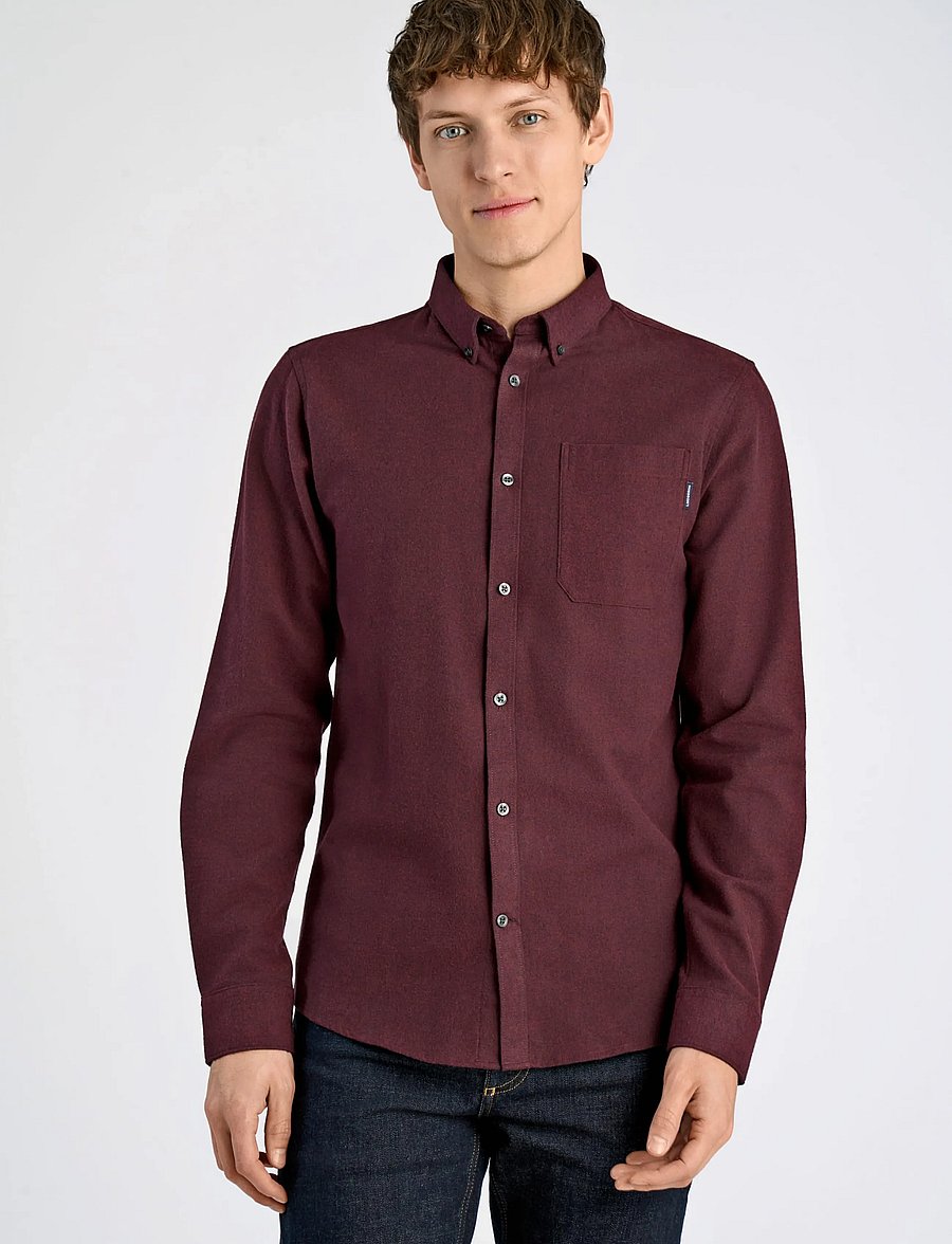 Lindbergh - Brushed twill shirt L/S - flanellsärgid - dk bordeaux - 3