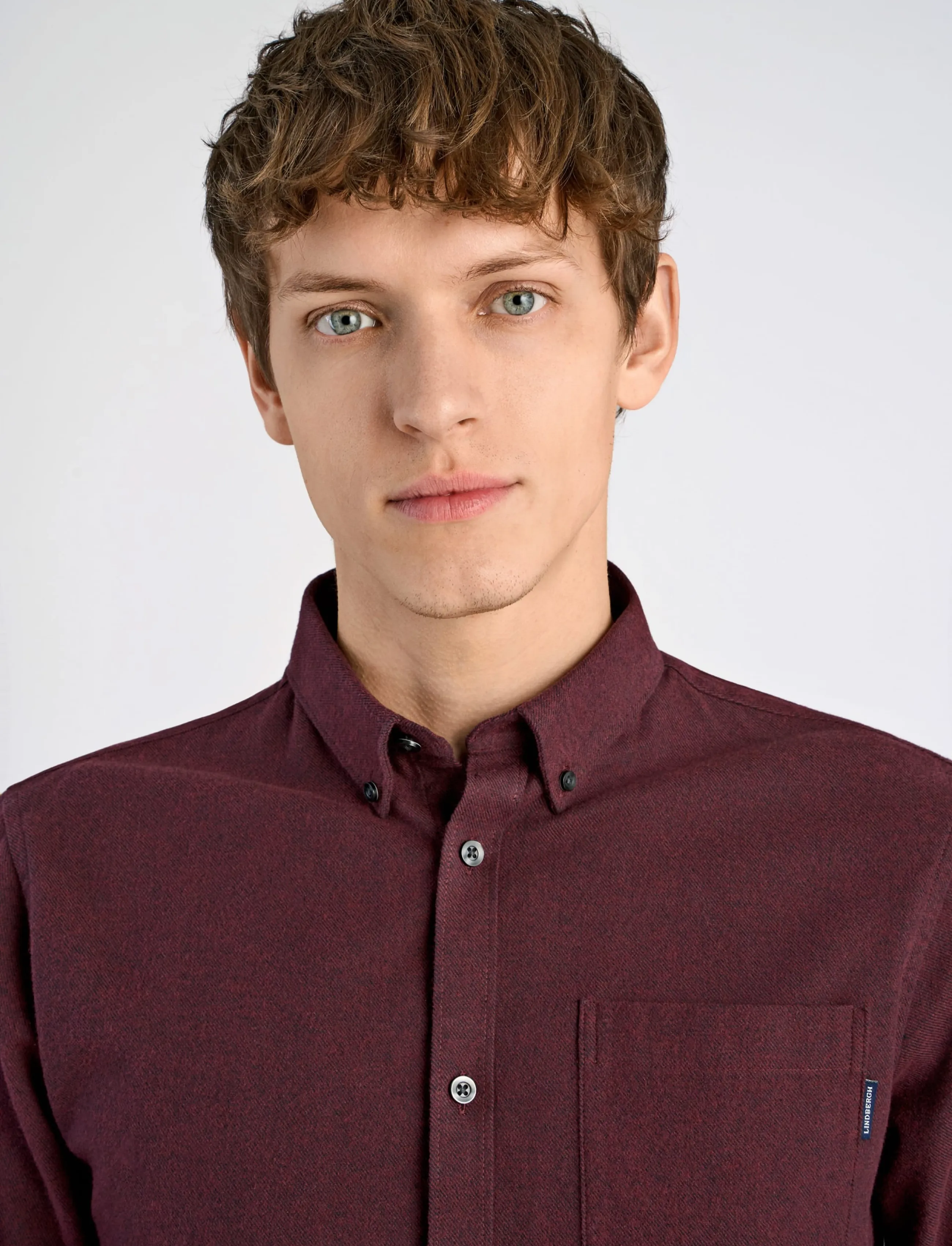 Lindbergh - Brushed twill shirt L/S - flanellsärgid - dk bordeaux - 5