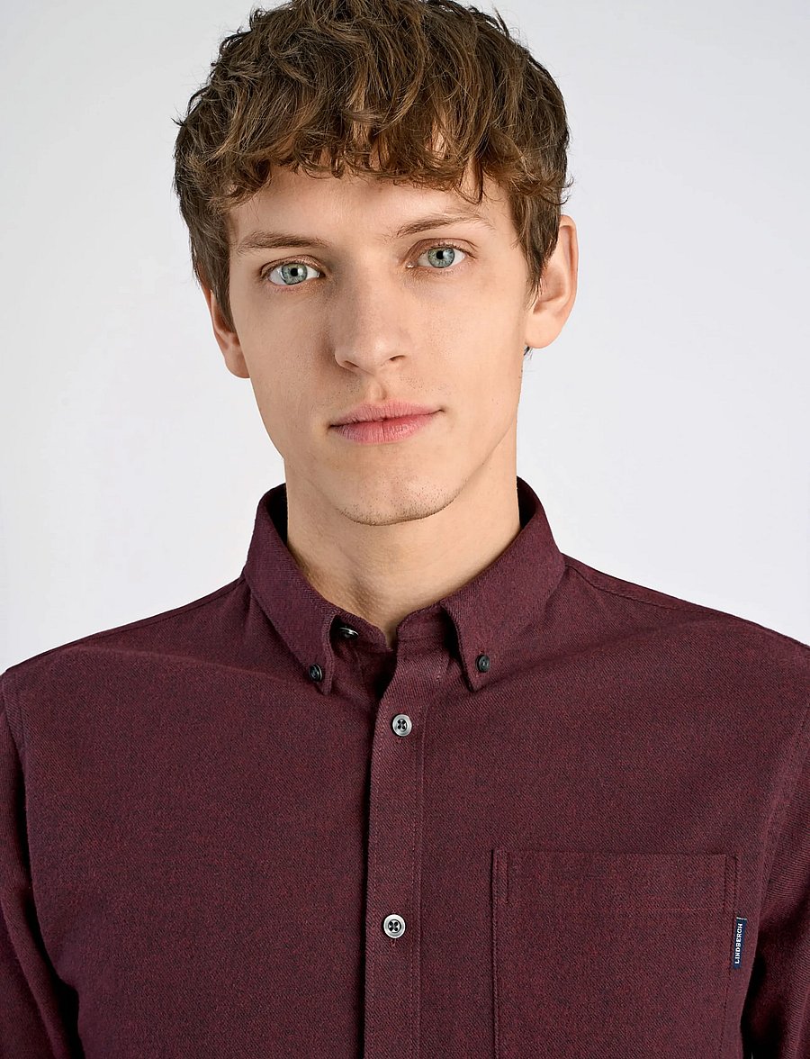Lindbergh - Brushed twill shirt L/S - flanellsärgid - dk bordeaux - 5