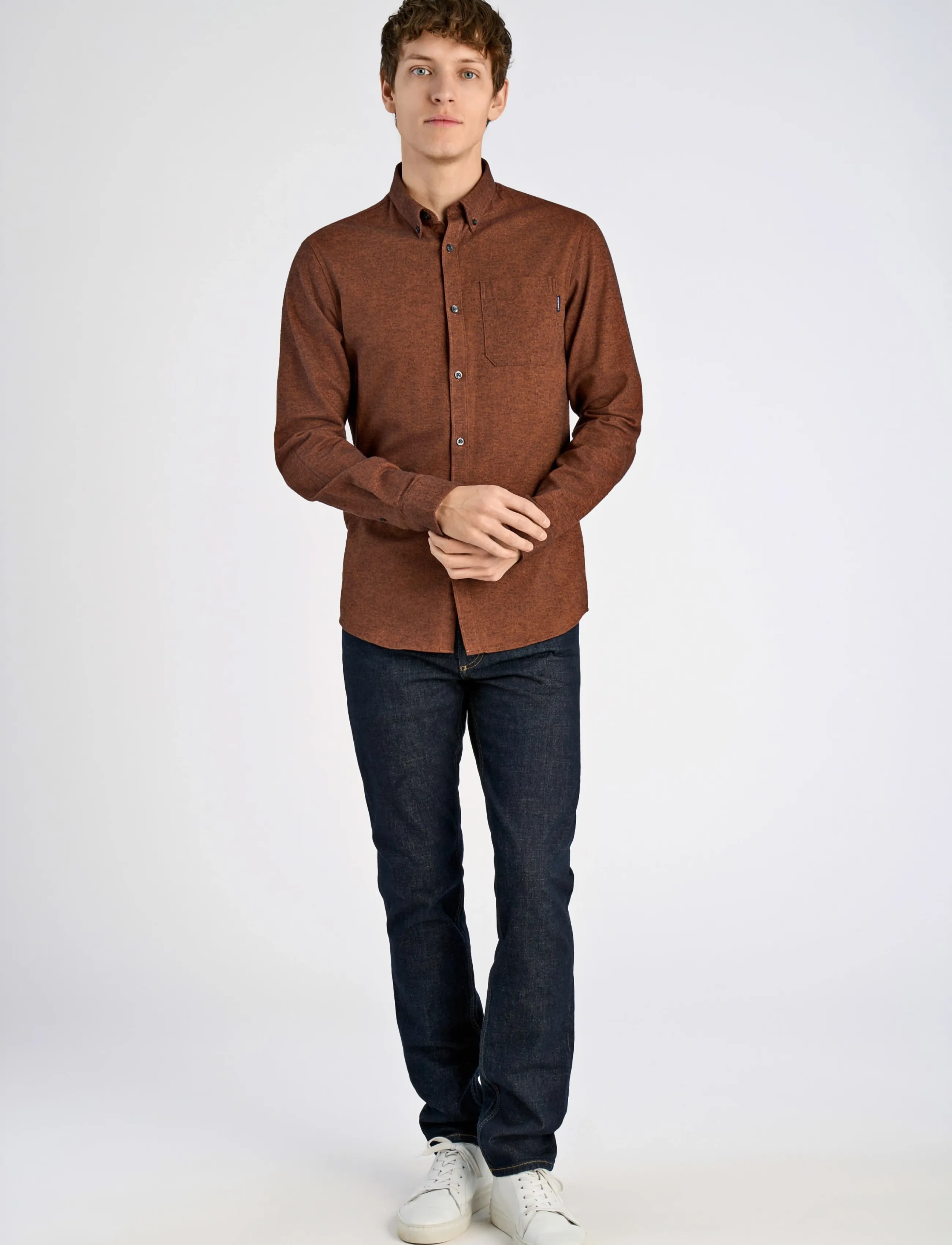 Lindbergh Brushed twill shirt L/S - Lindbergh - DK BROWN / brown