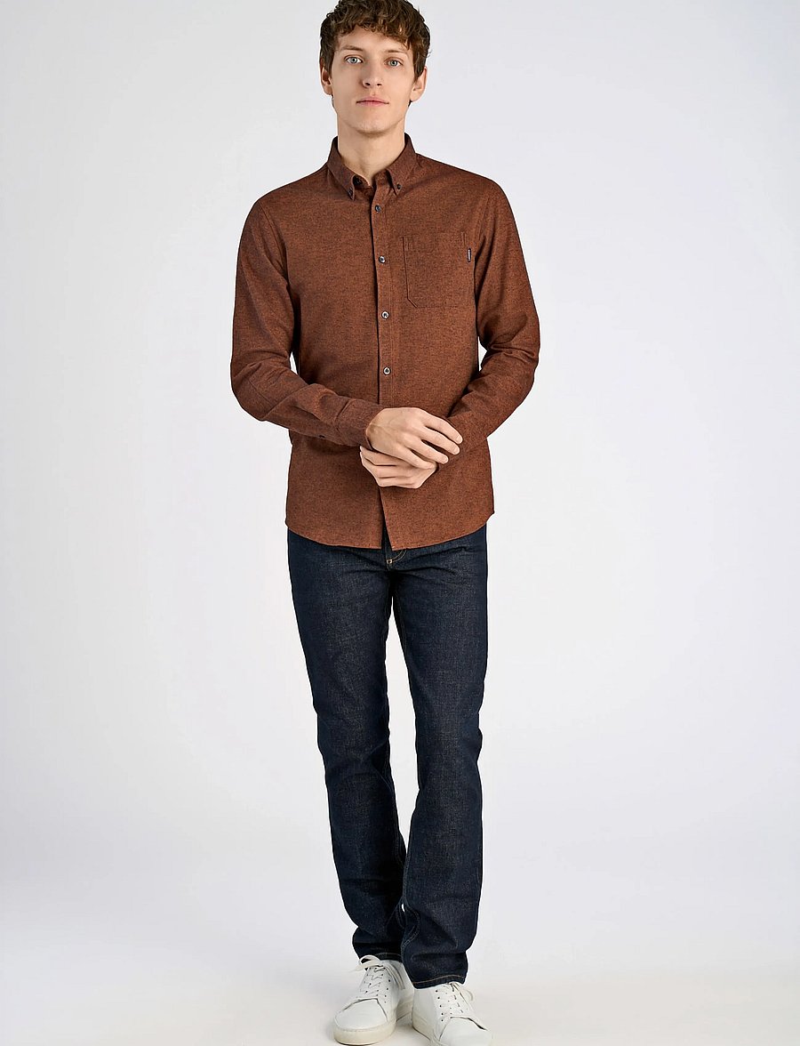 Lindbergh - Brushed twill shirt L/S - flanellsärgid - dk brown - 0