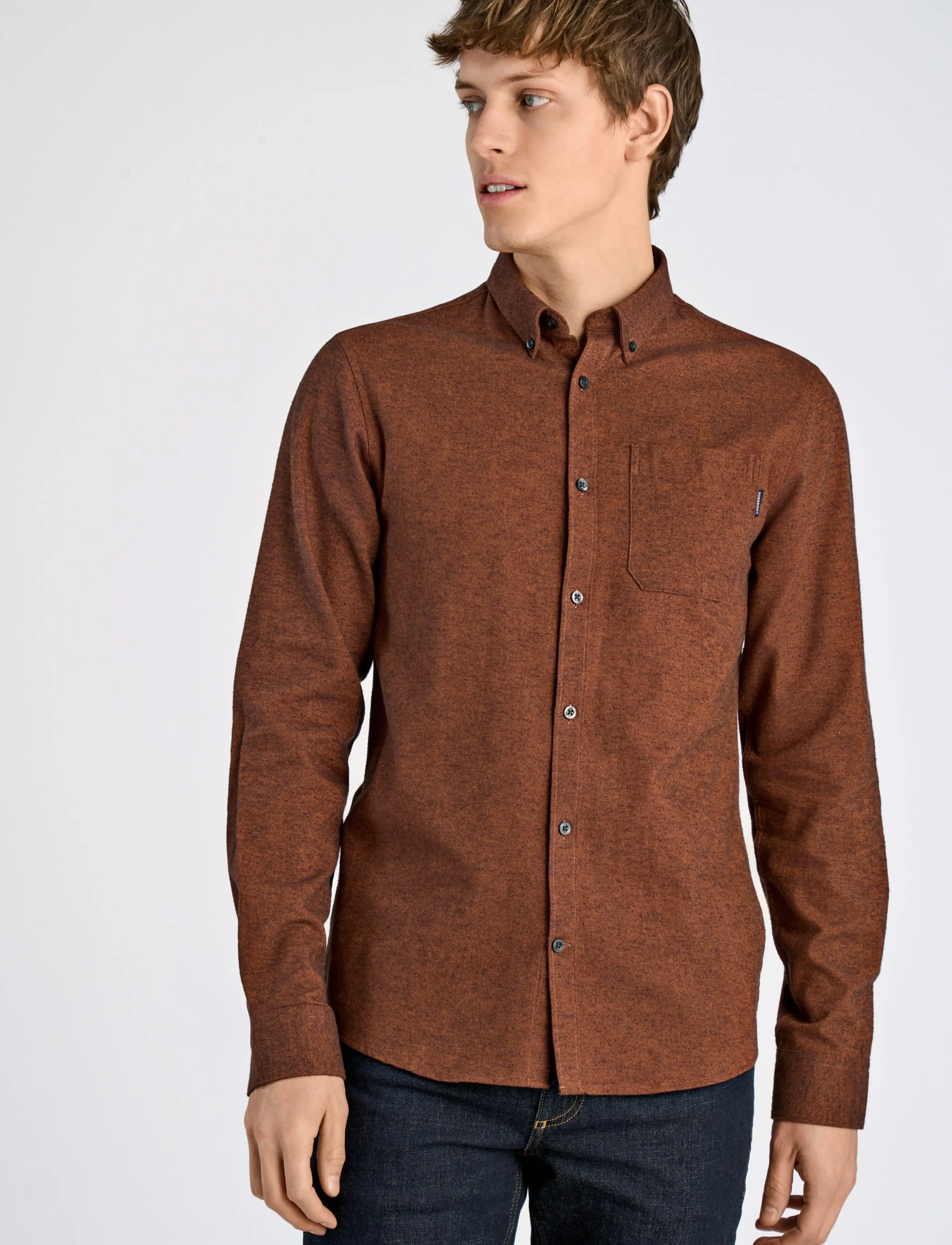 Lindbergh - Brushed twill shirt L/S - flanellsärgid - dk brown - 3