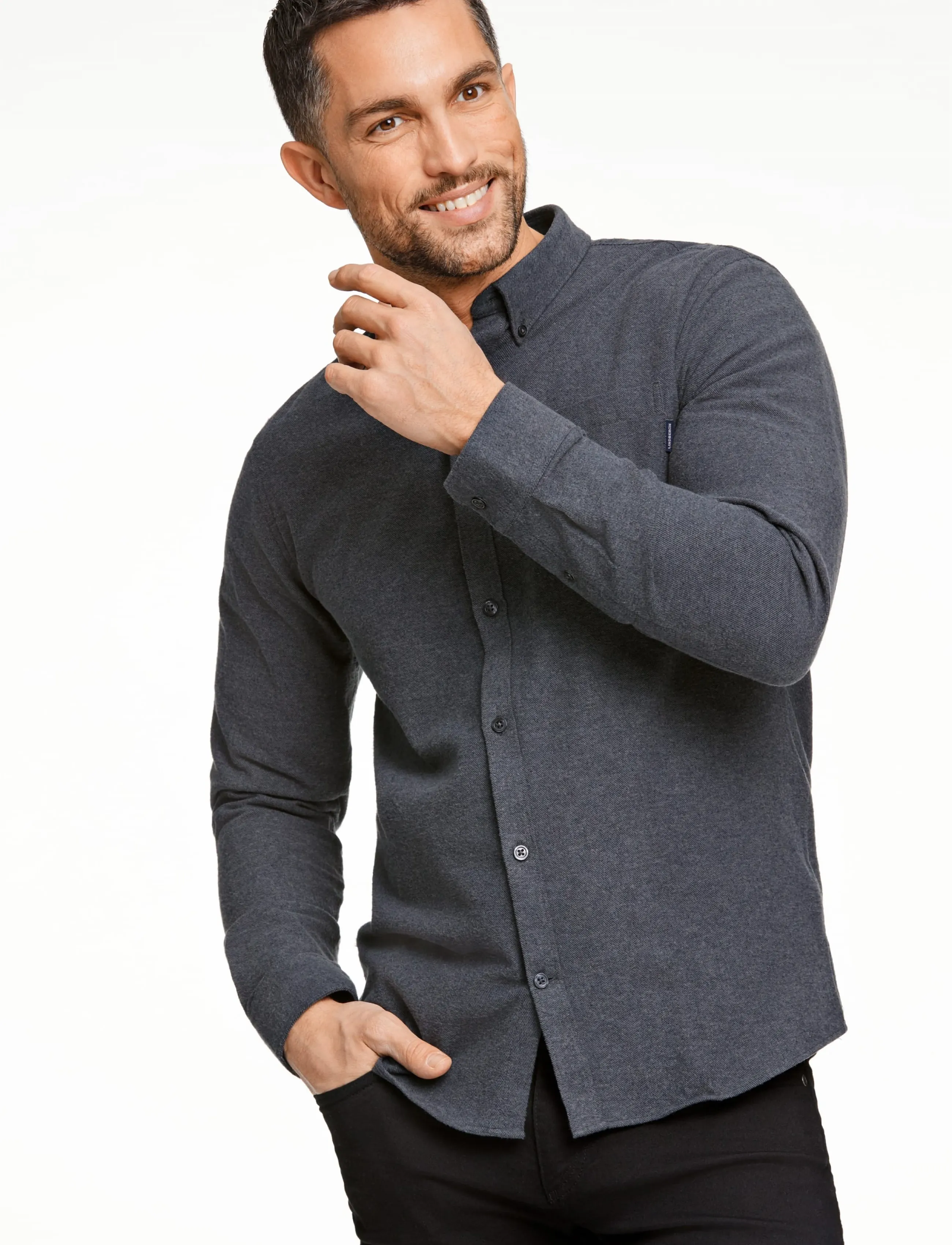 Lindbergh - Brushed twill shirt L/S - flanellsärgid - dk grey - 3