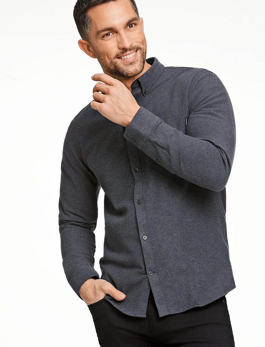 Lindbergh - Brushed twill shirt L/S - flanellsärgid - dk grey - 3