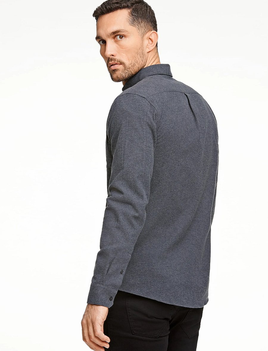 Lindbergh - Brushed twill shirt L/S - flanellsärgid - dk grey - 4