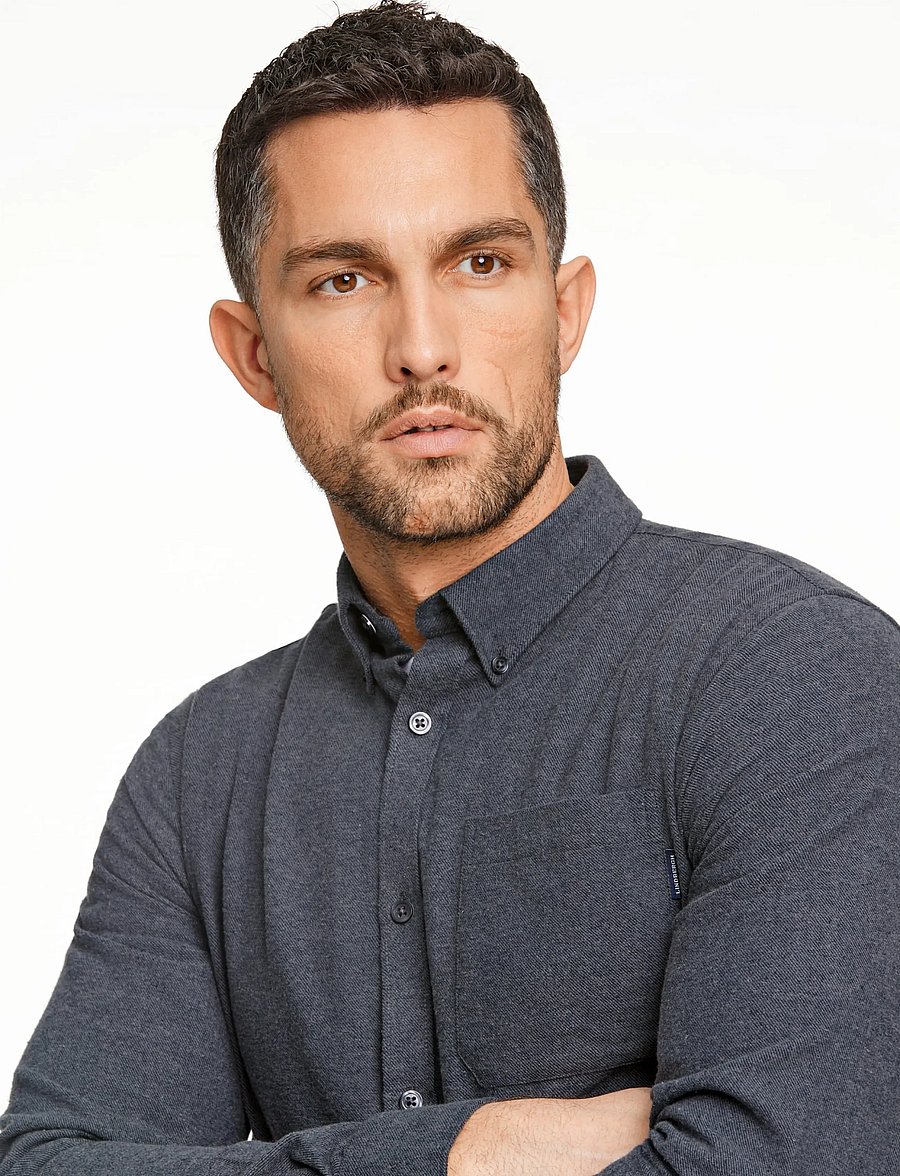 Lindbergh - Brushed twill shirt L/S - flanellsärgid - dk grey - 5