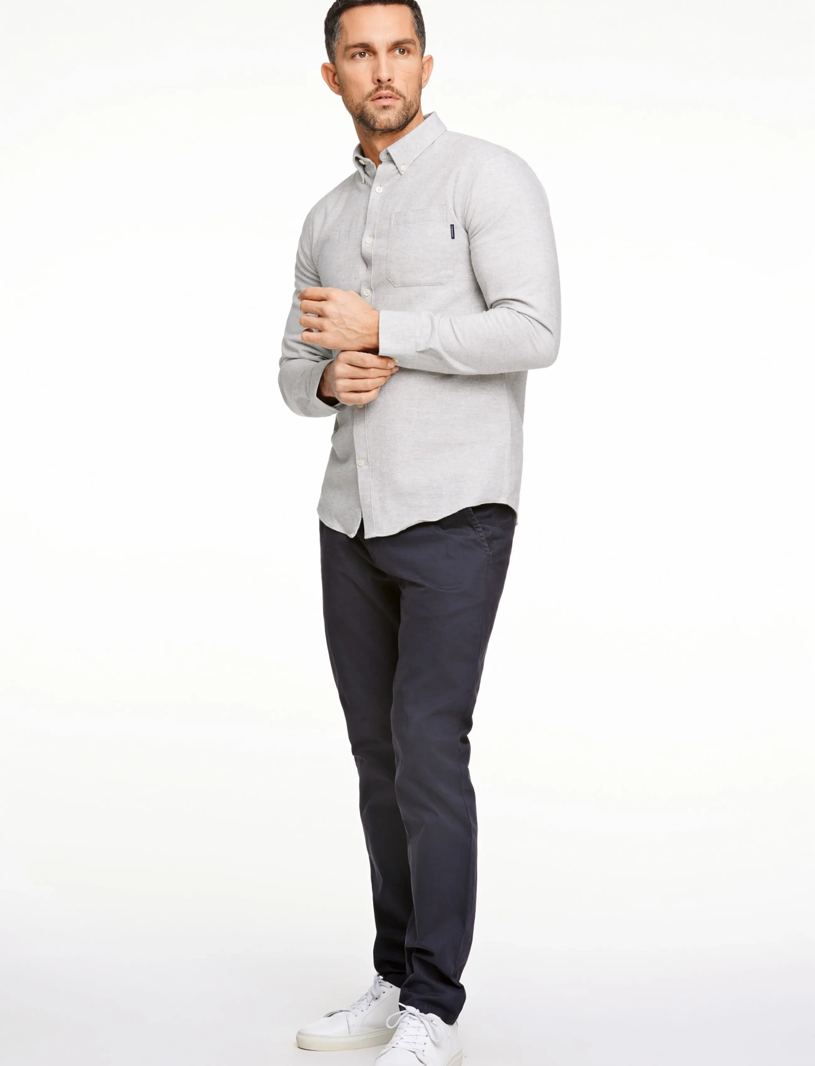 Lindbergh Brushed twill shirt L/S - Lindbergh - LT GREY / grey