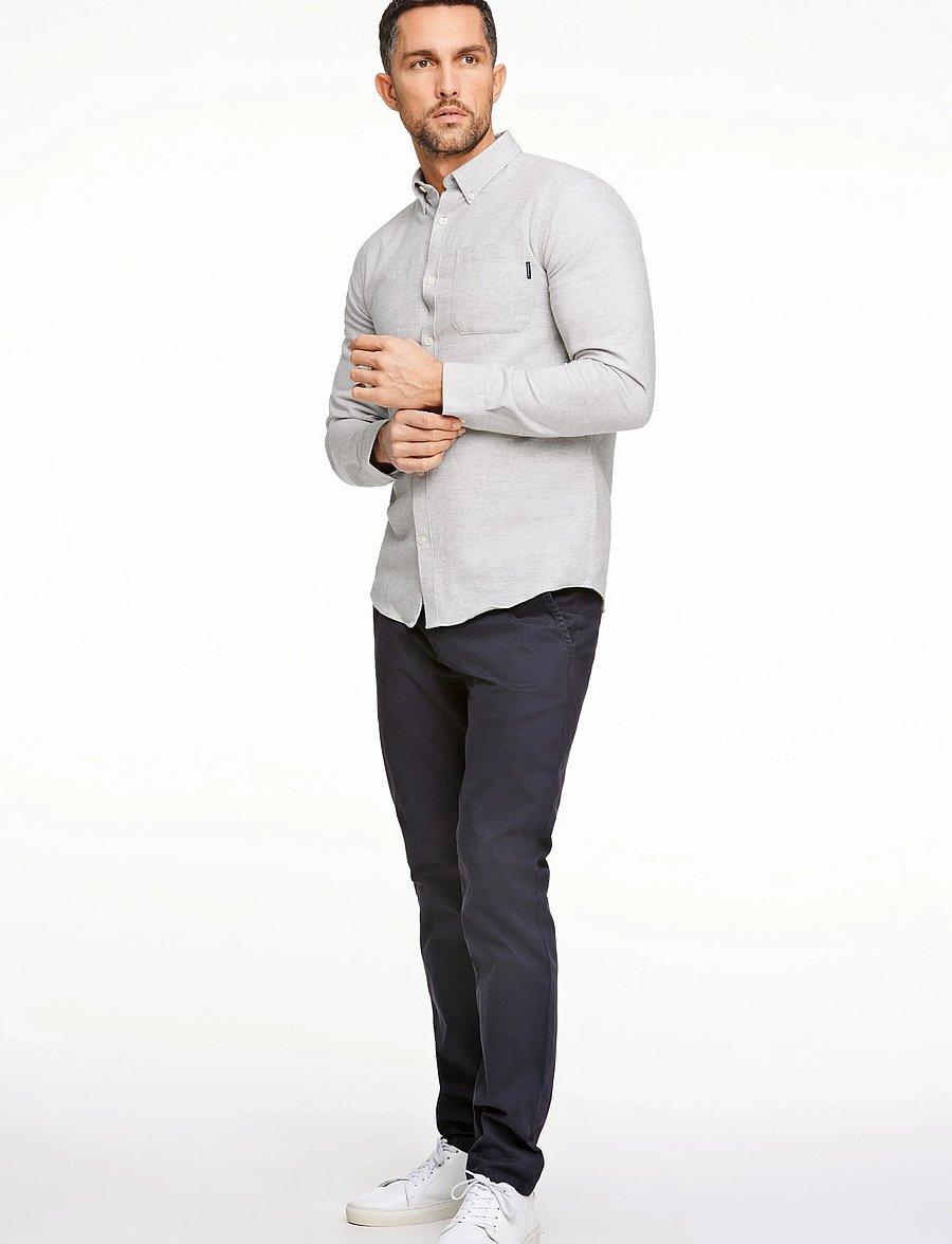 Lindbergh - Brushed twill shirt L/S - flanellsärgid - lt grey - 0