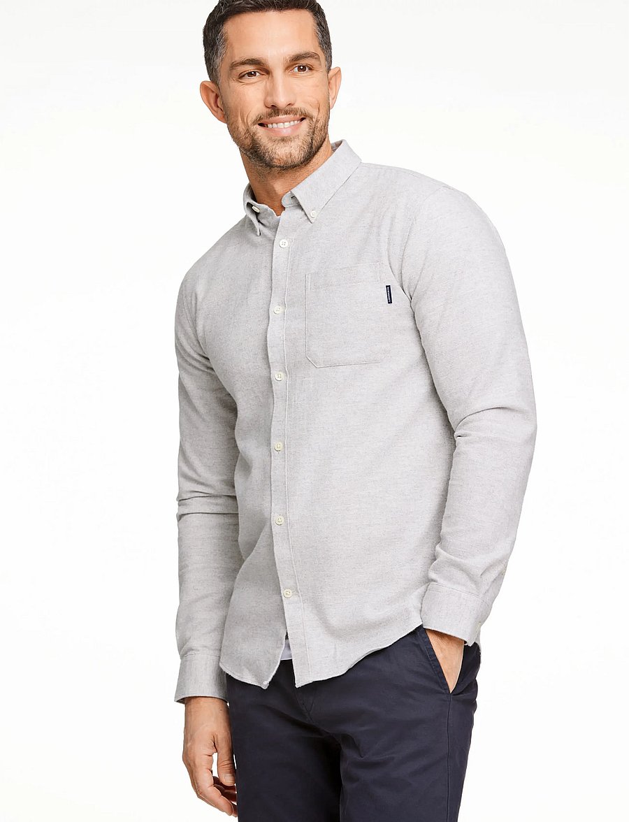Lindbergh - Brushed twill shirt L/S - flanellsärgid - lt grey - 3