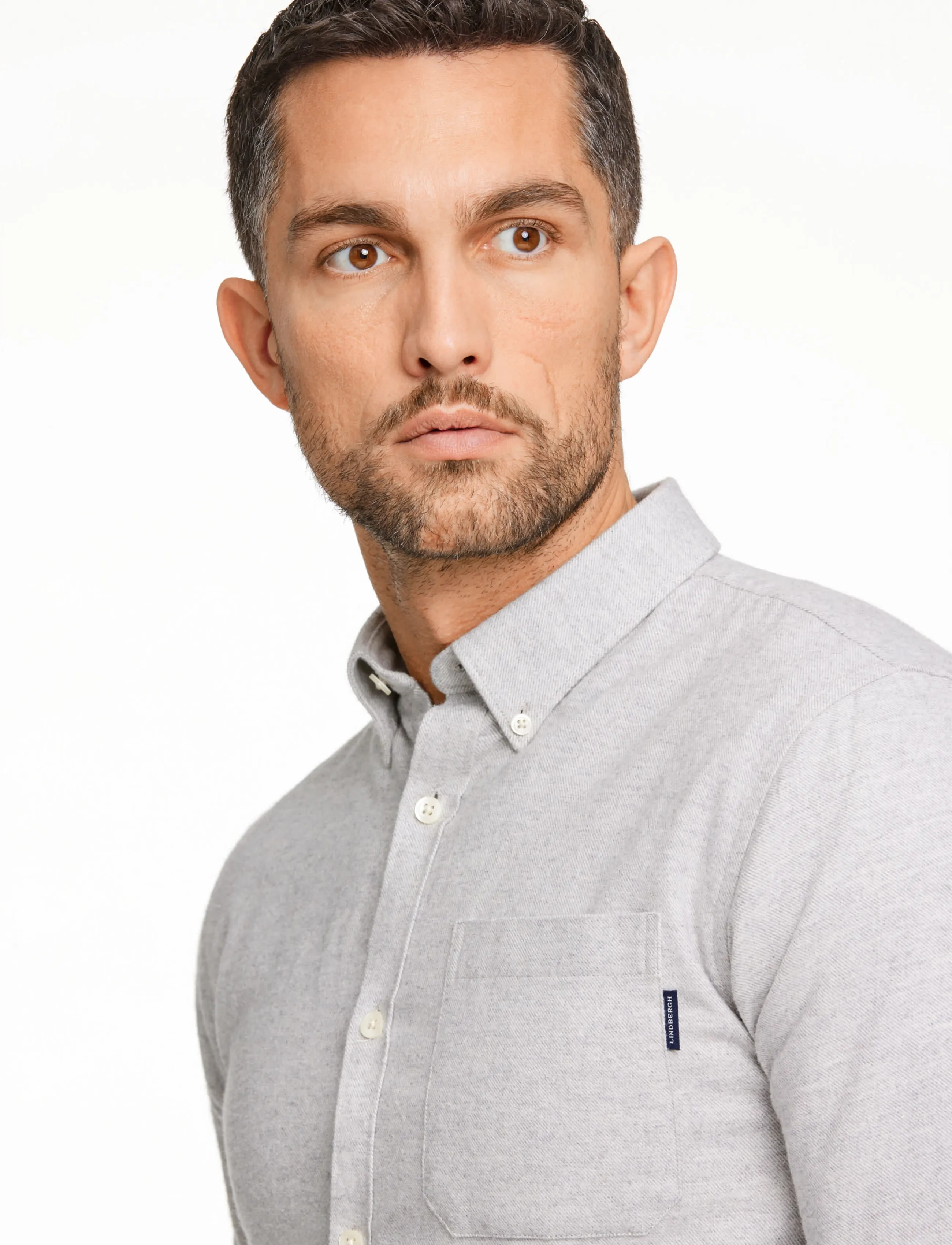 Lindbergh - Brushed twill shirt L/S - flanellsärgid - lt grey - 5