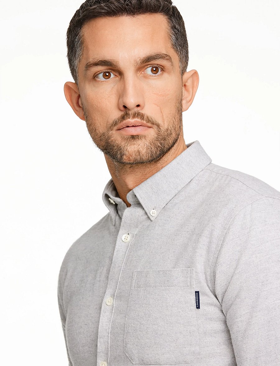 Lindbergh - Brushed twill shirt L/S - flanellsärgid - lt grey - 5