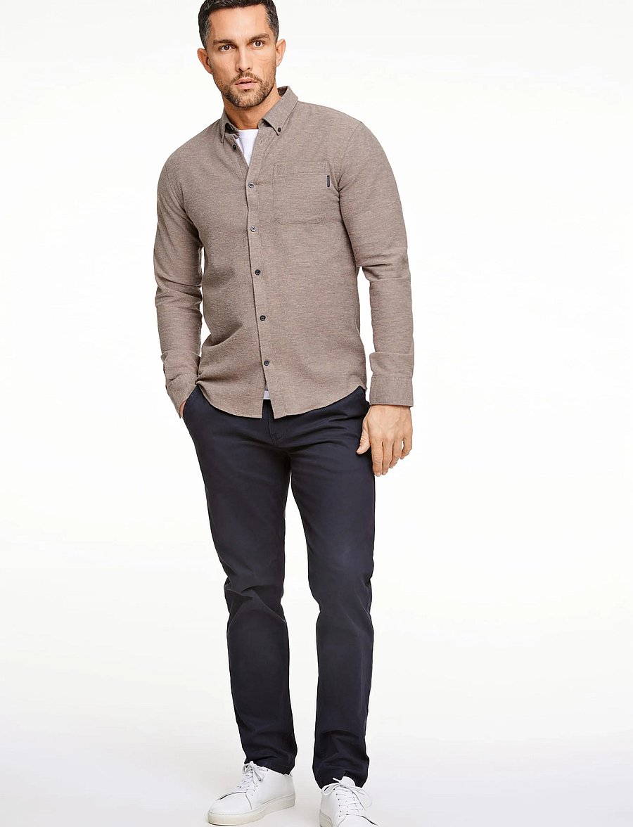 Lindbergh - Brushed twill shirt L/S - flanellsärgid - mid brown - 0