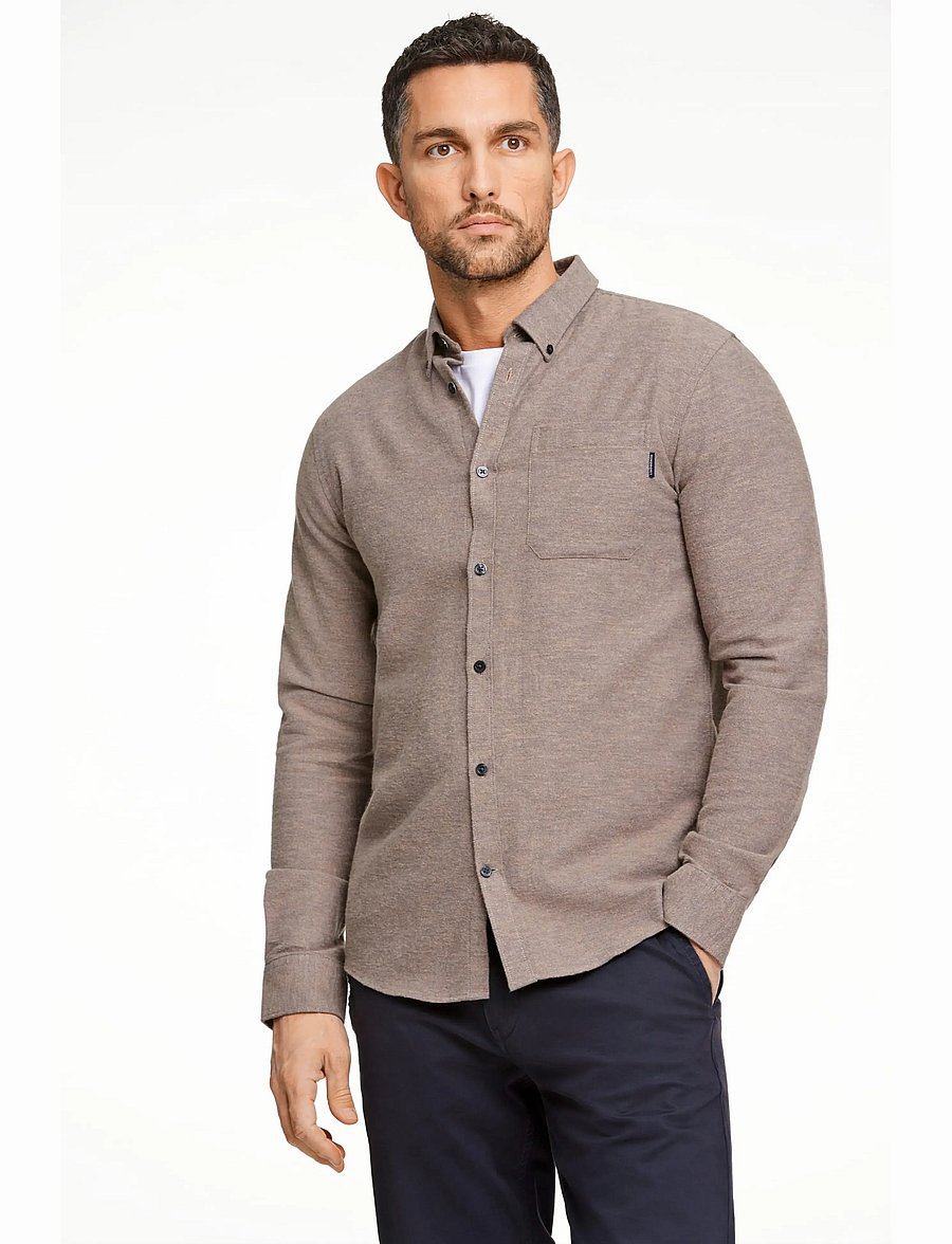 Lindbergh - Brushed twill shirt L/S - flanellsärgid - mid brown - 3