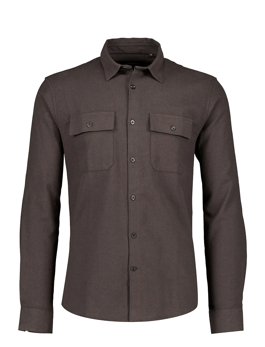 Lindbergh - Brushed cotton shirt L/S - flannel shirts - black olive - 0