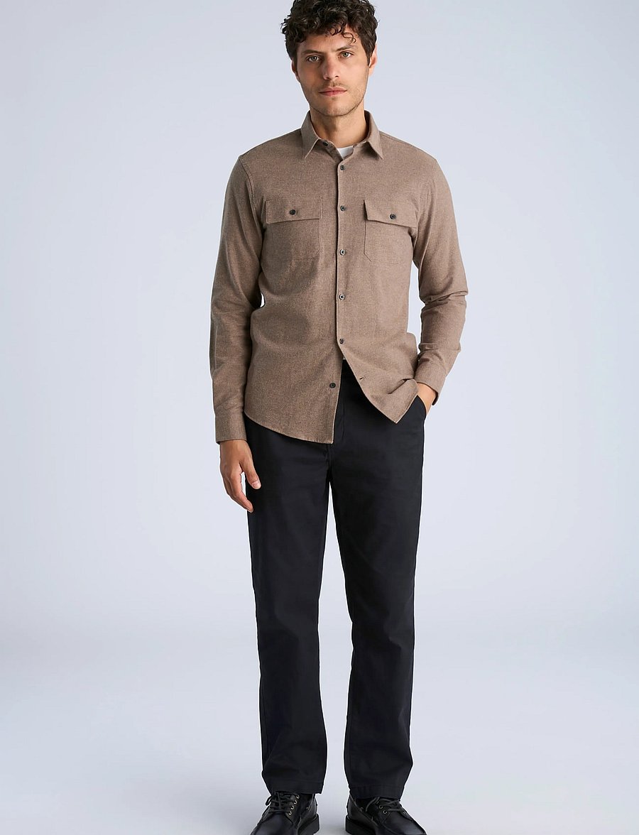 Lindbergh - Brushed cotton shirt L/S - flanellsärgid - mid brown - 0