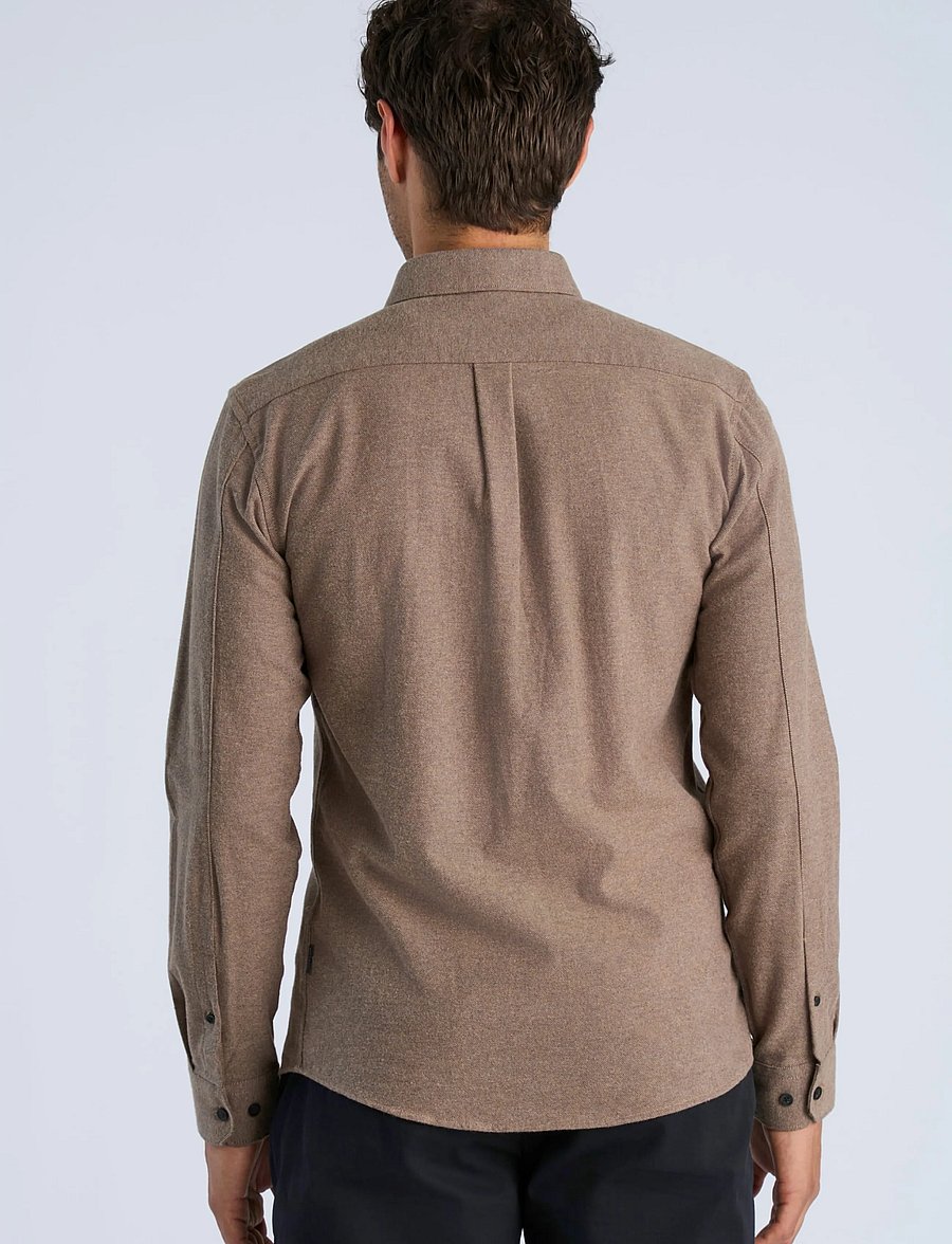 Lindbergh - Brushed cotton shirt L/S - flanellsärgid - mid brown - 4