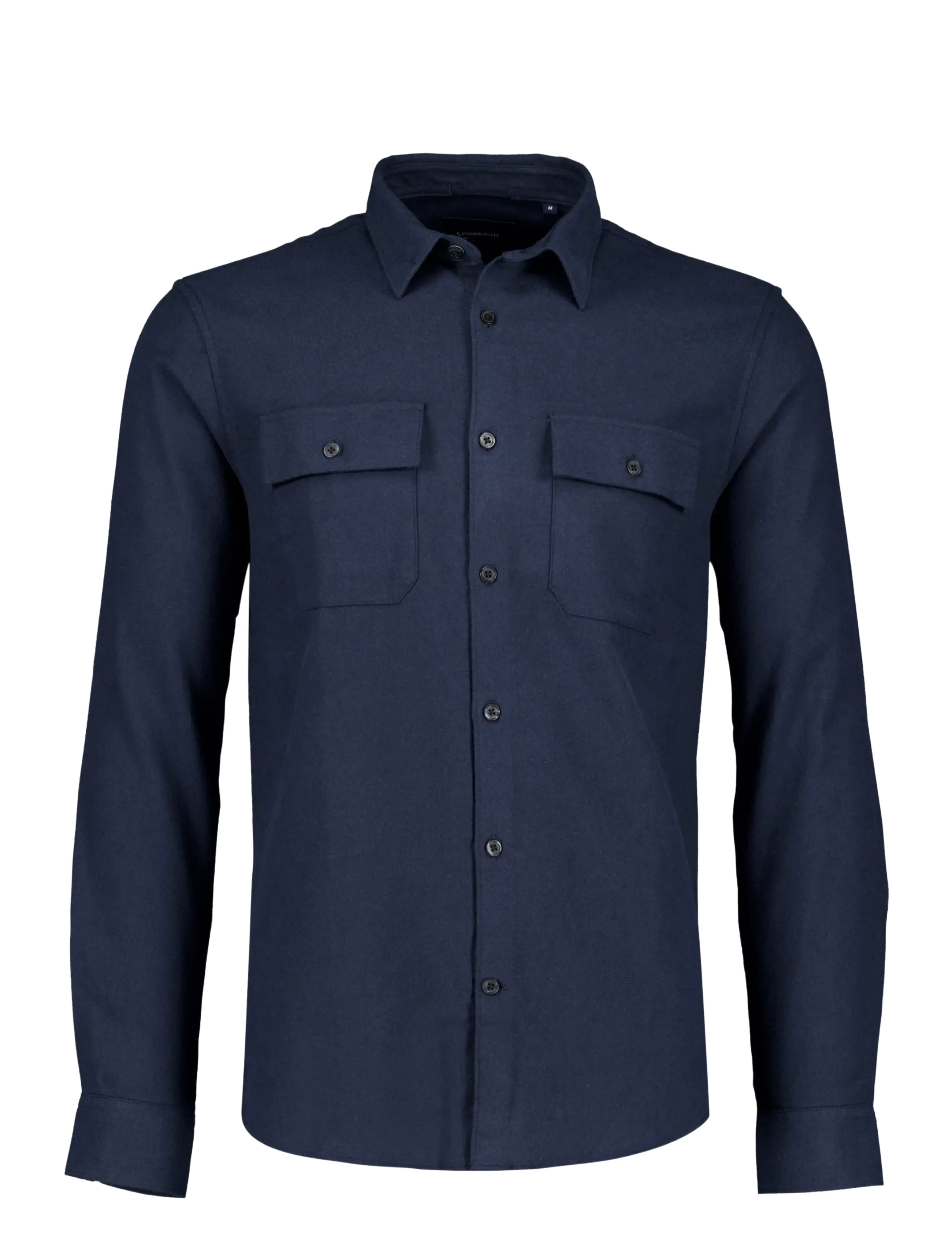Lindbergh Brushed cotton shirt L/S - Riided - NAVY / navy