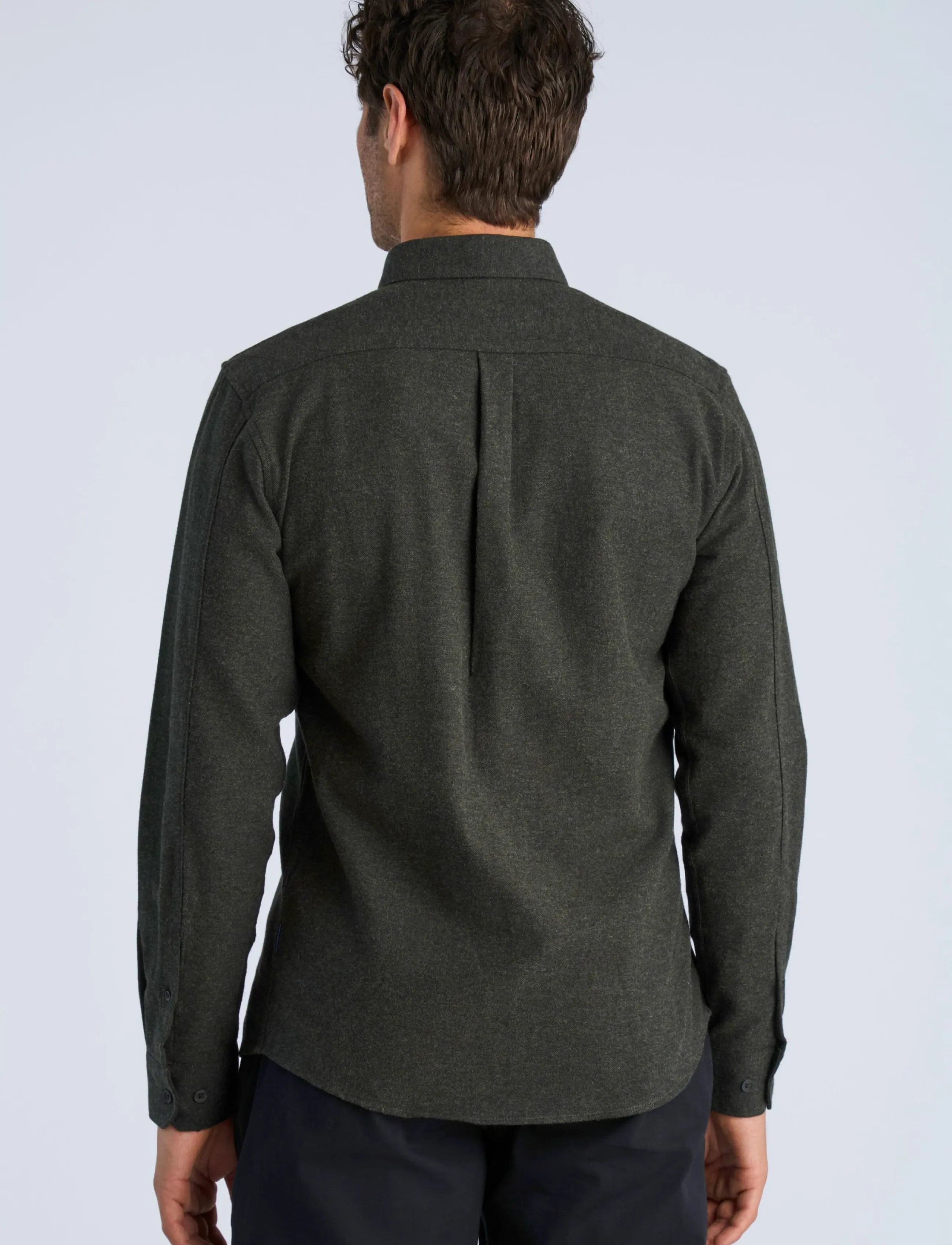 Lindbergh - Brushed cotton shirt L/S - män - army - 4