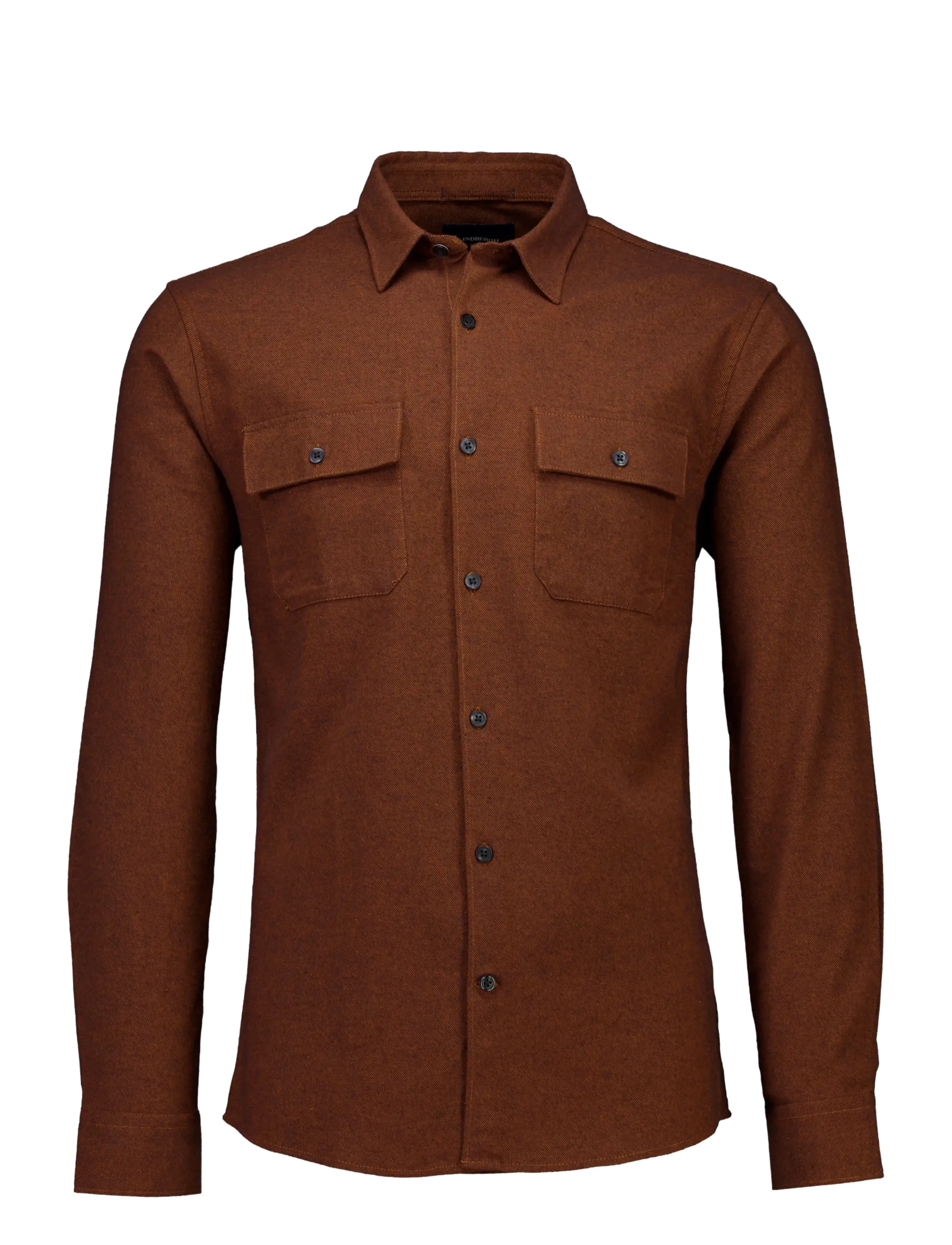 Lindbergh Brushed cotton shirt L/S - Skjortor - DK BROWN / brown
