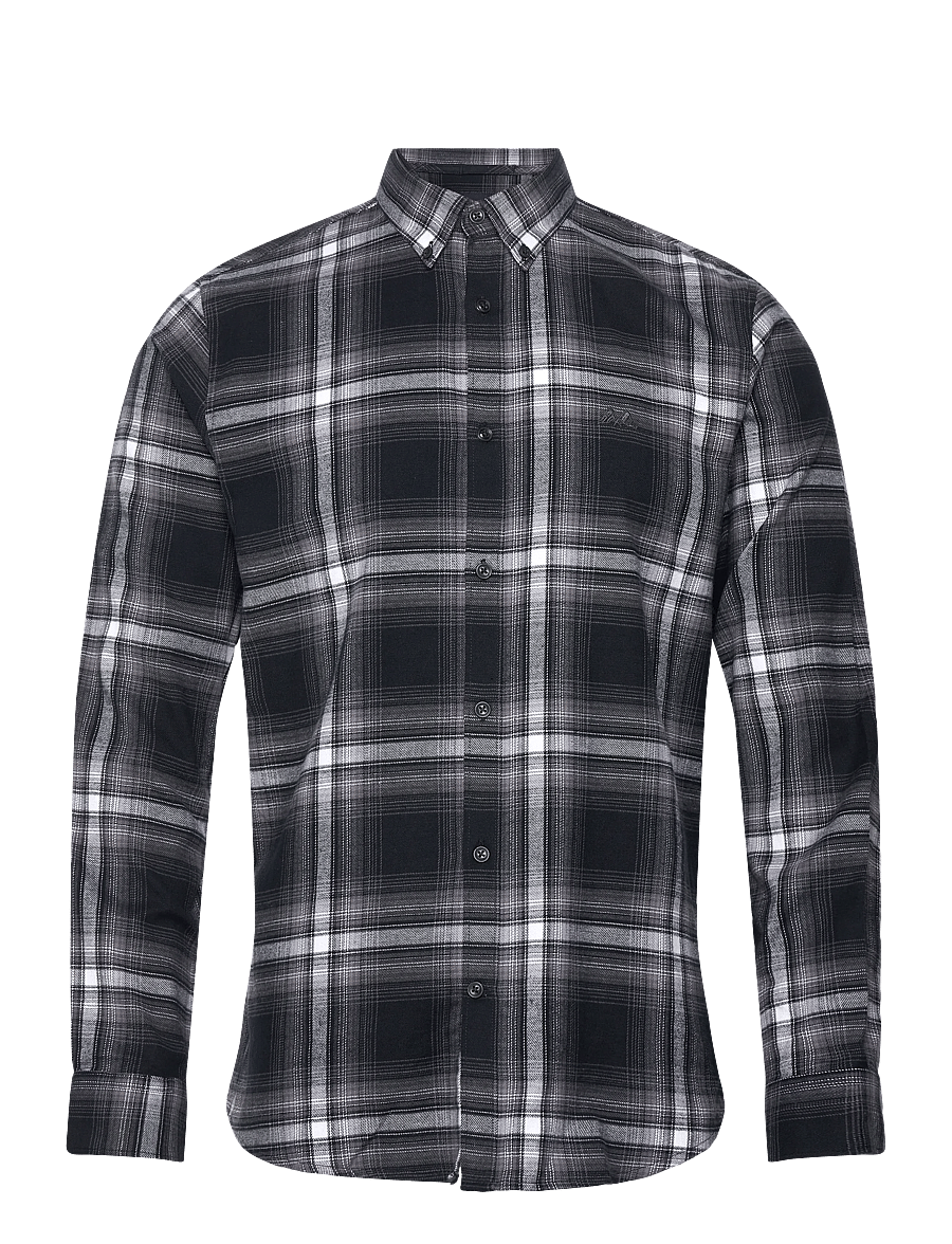 Lindbergh - Brushed checked shirt L/S - flanellskjortor - black - 1